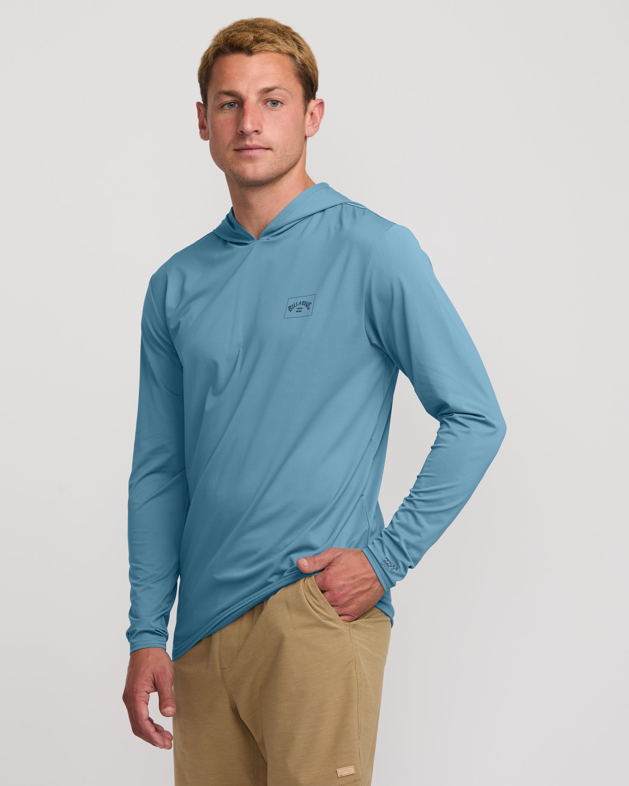 Arch Mesh Long Sleeve Hooded Surf Tee - Bay Blue - Image 4