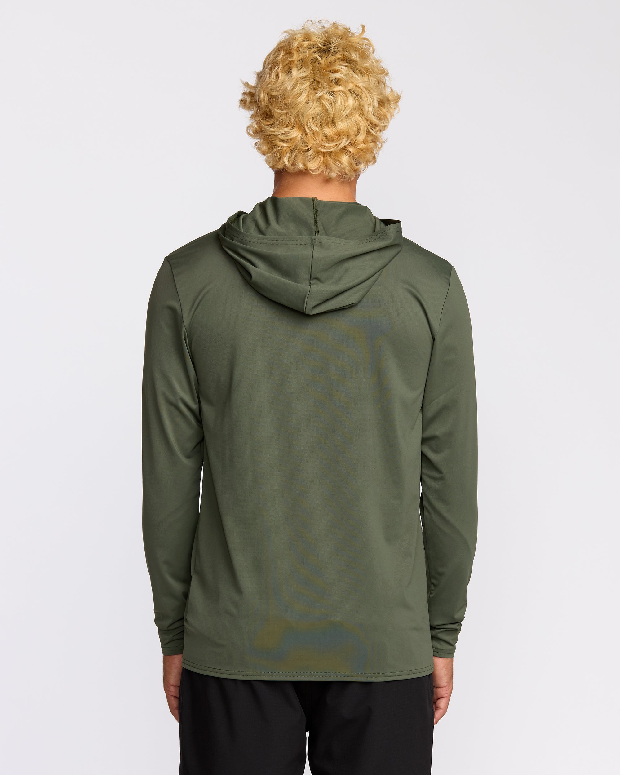 Arch Mesh Long Sleeve Hooded Surf Tee - Dark Military - Image 2