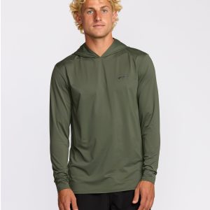 Arch Mesh Long Sleeve Hooded Surf Tee - Dark Military