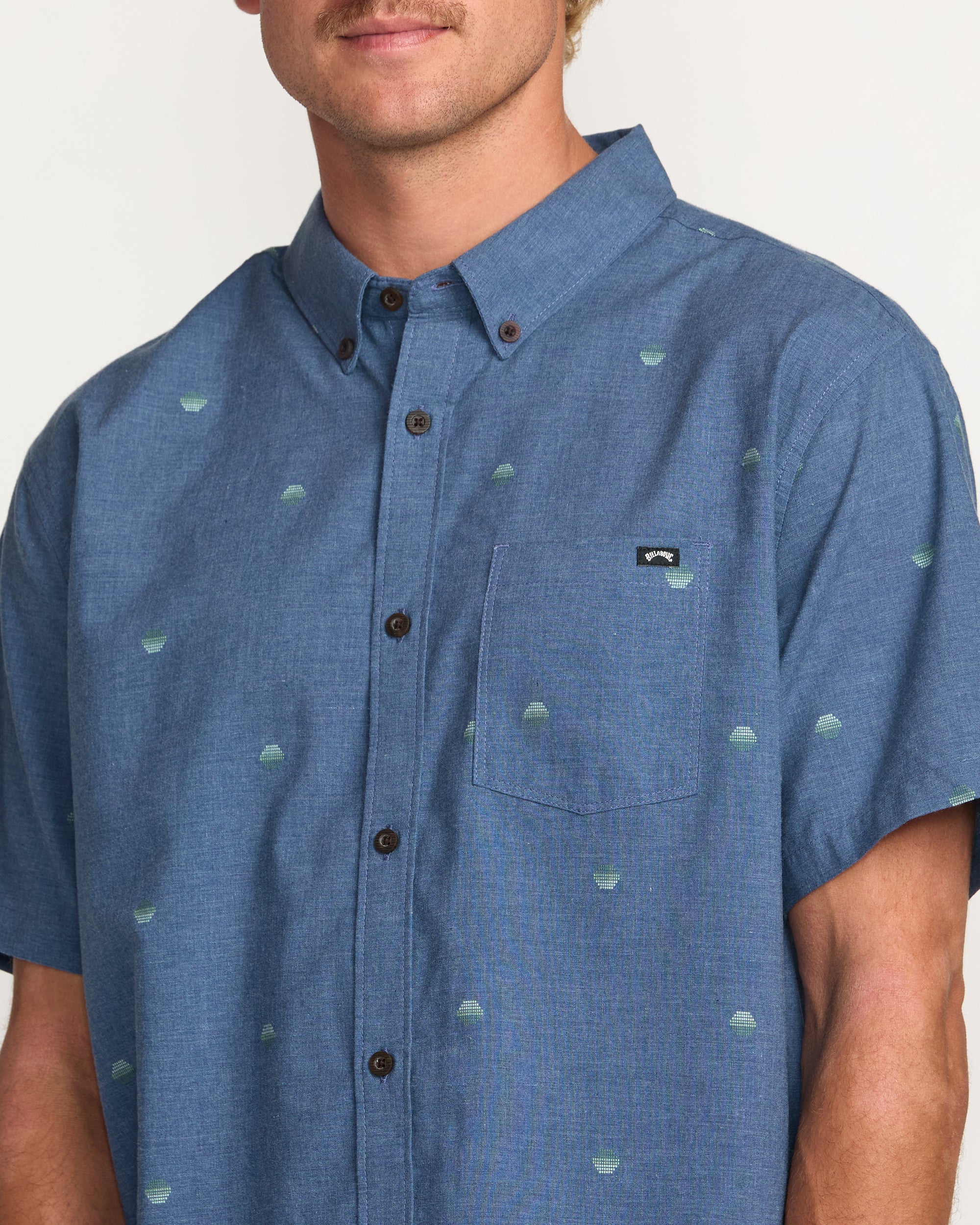 All Day Jacquard Short Sleeve Shirt - Deep Blue - Image 7