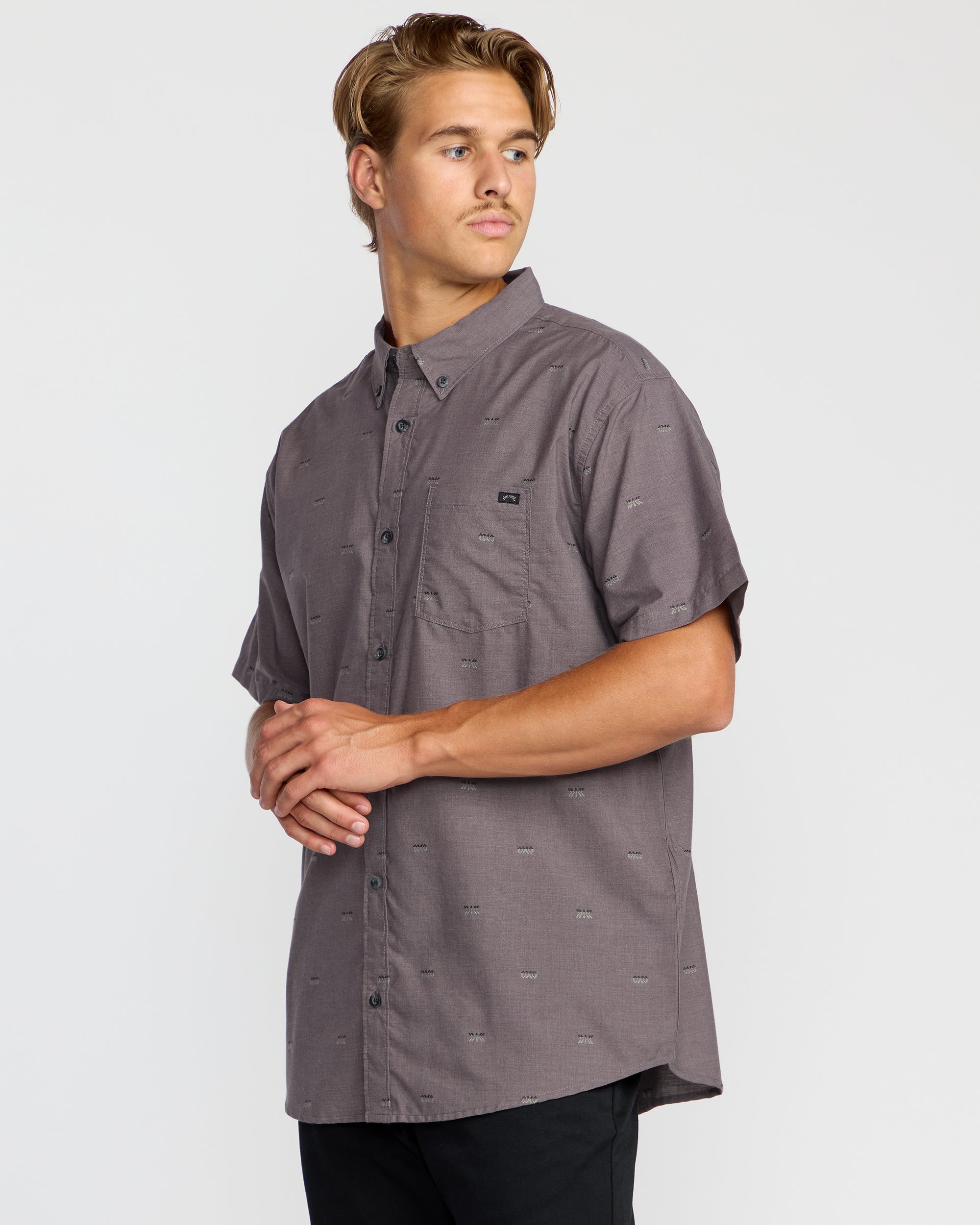 All Day Jacquard Short Sleeve Shirt - Gray Violet - Image 3