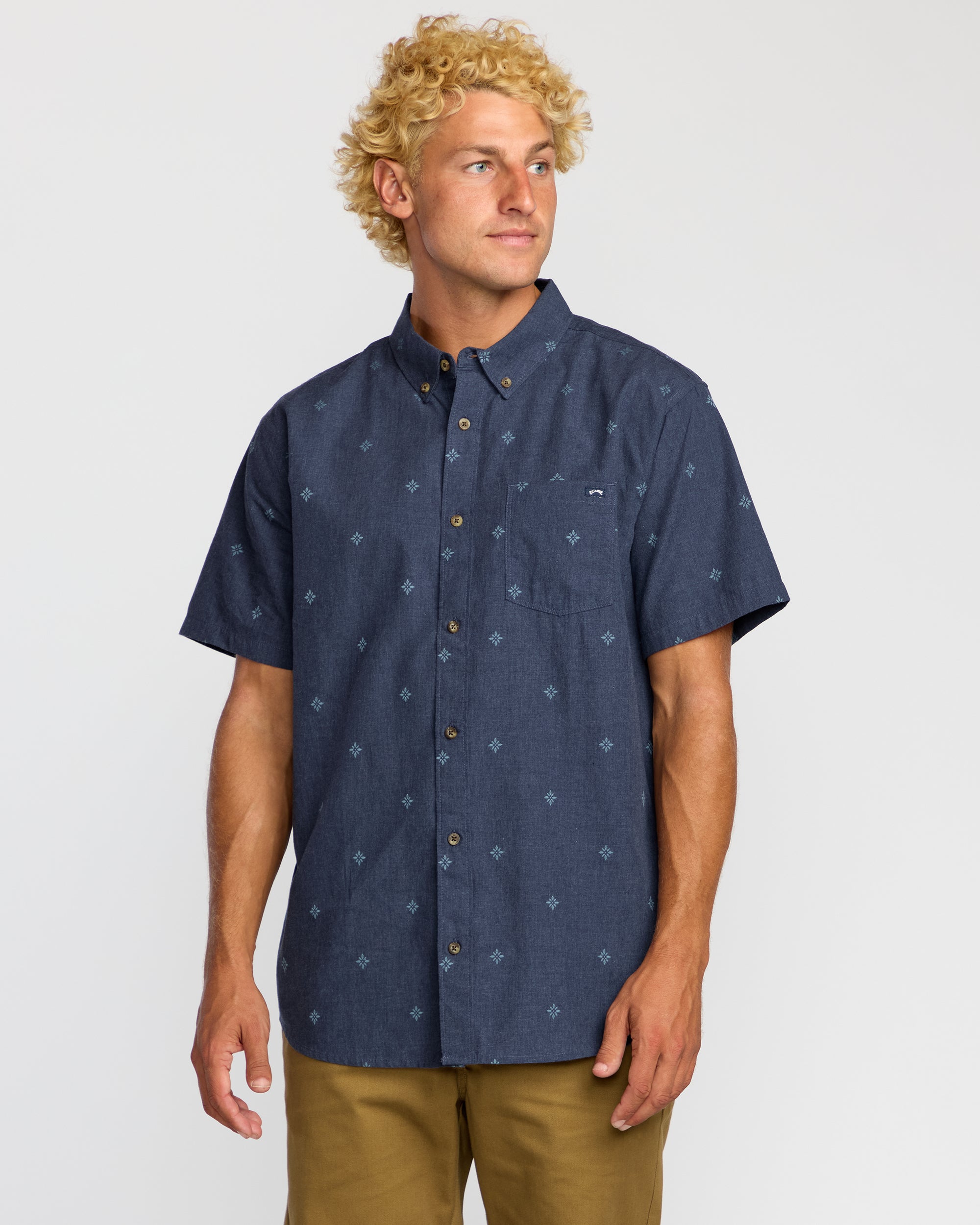 All Day Jacquard Short Sleeve Shirt - Midnight