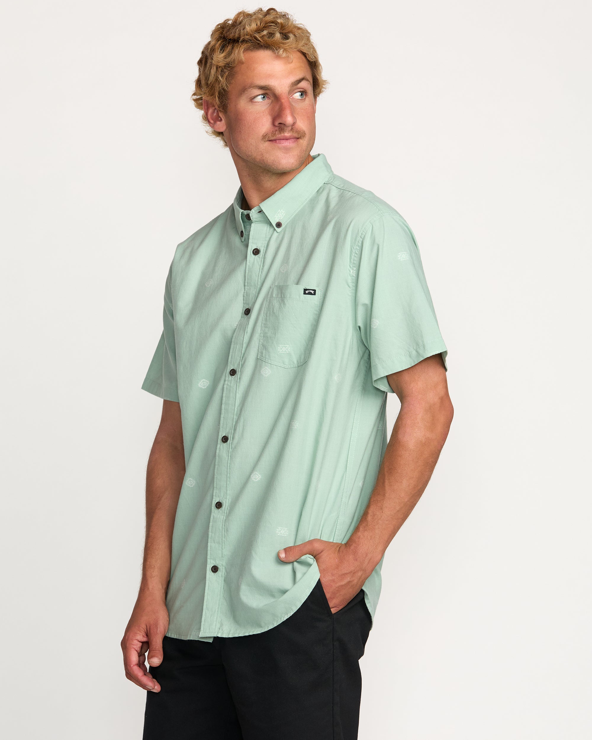 All Day Jacquard Short Sleeve Shirt - Seafoam - Image 6