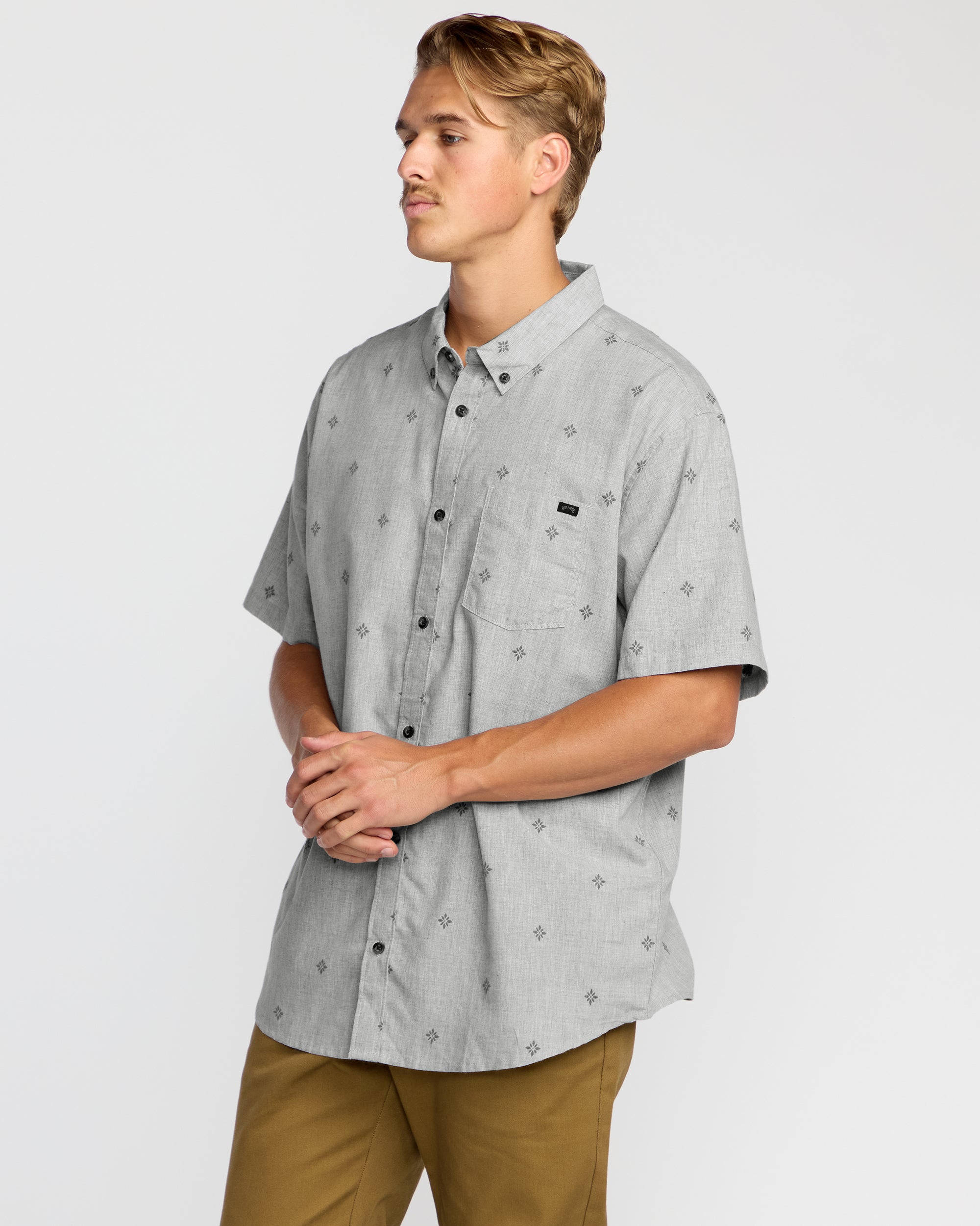 All Day Jacquard Short Sleeve Shirt - Silver - Image 3