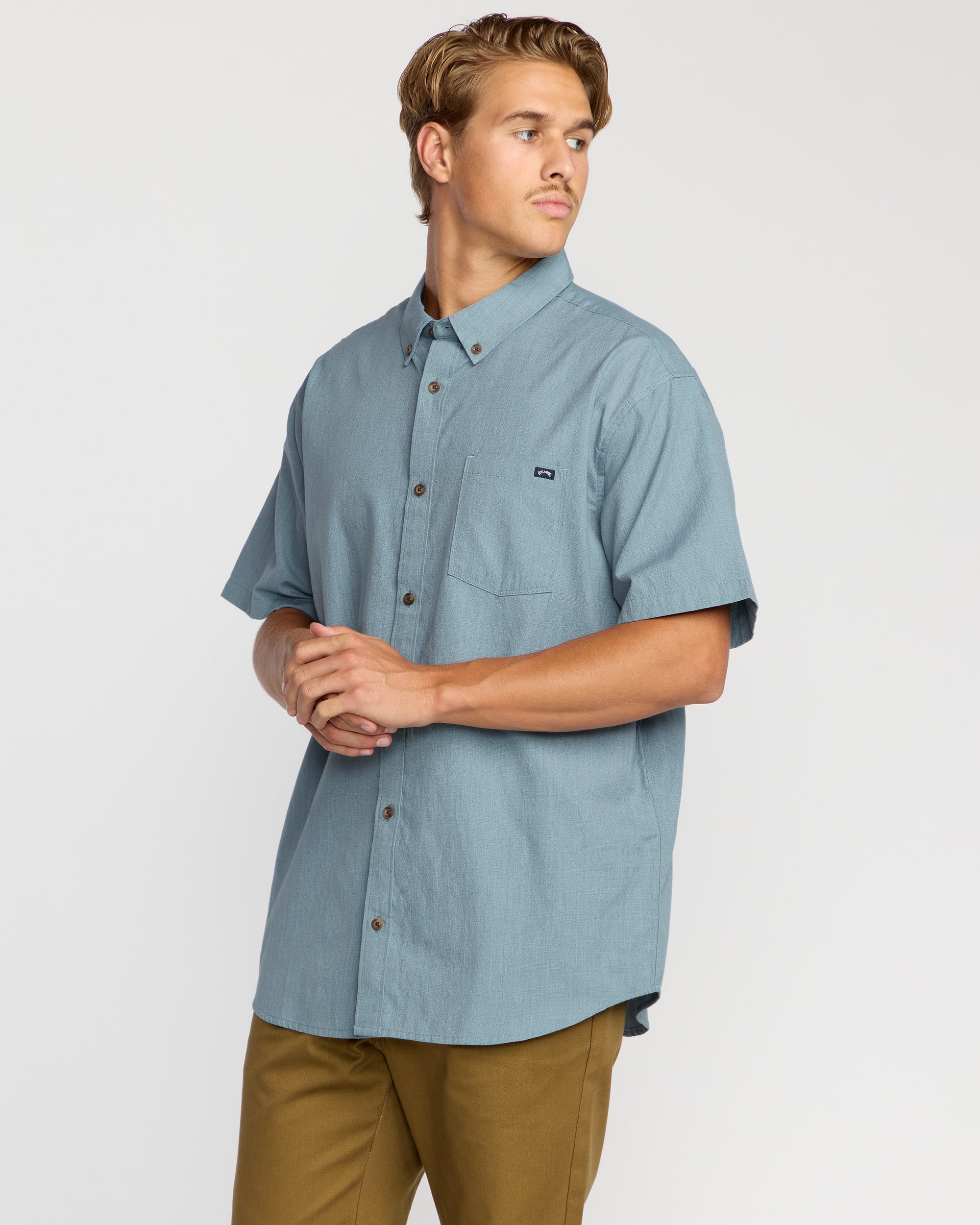 All Day Short Sleeve Shirt - Steel Blue - Image 3