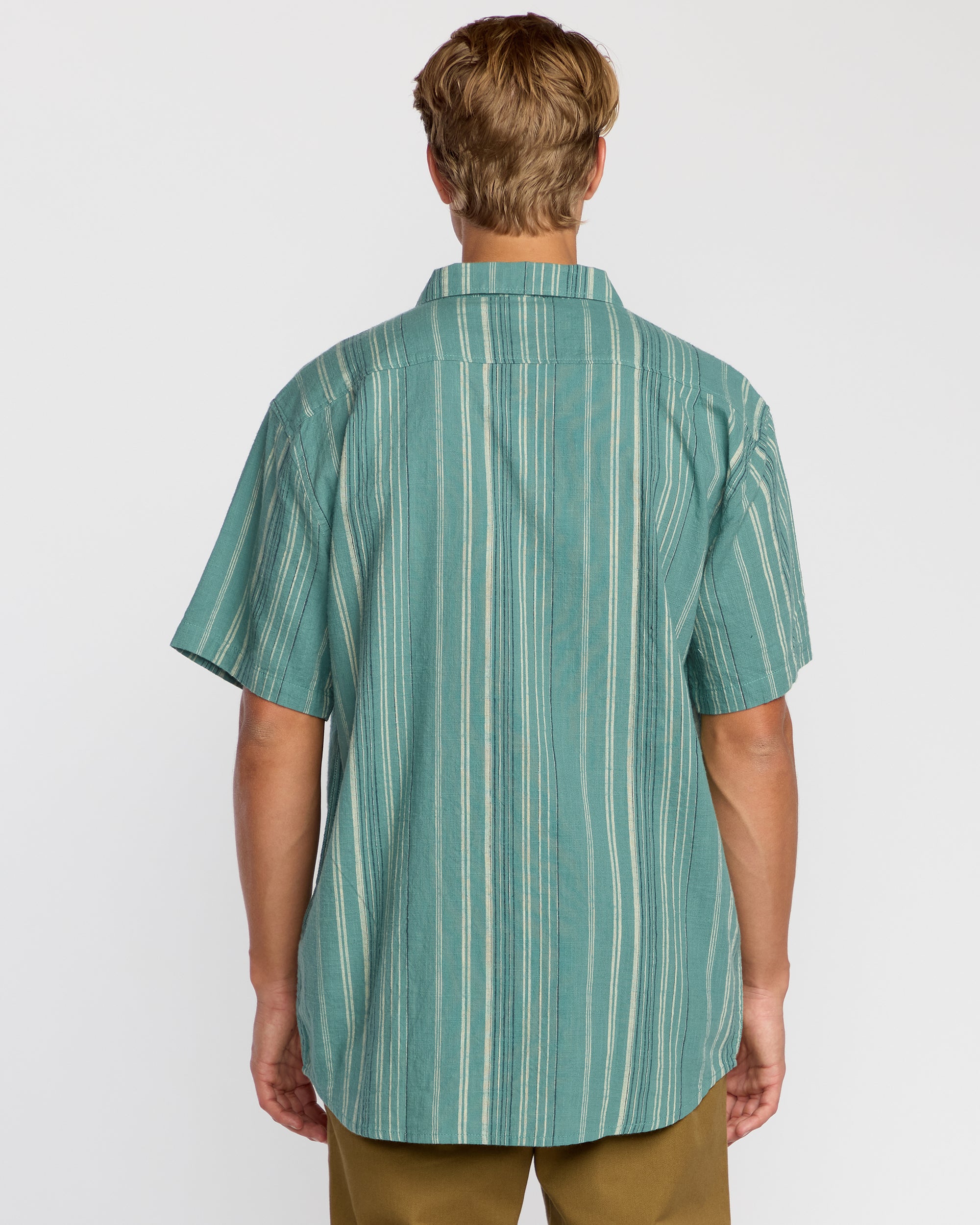 All Day Stripe Short Sleeve Shirt - Sage Green - Image 2