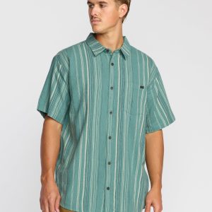 All Day Stripe Short Sleeve Shirt - Sage Green