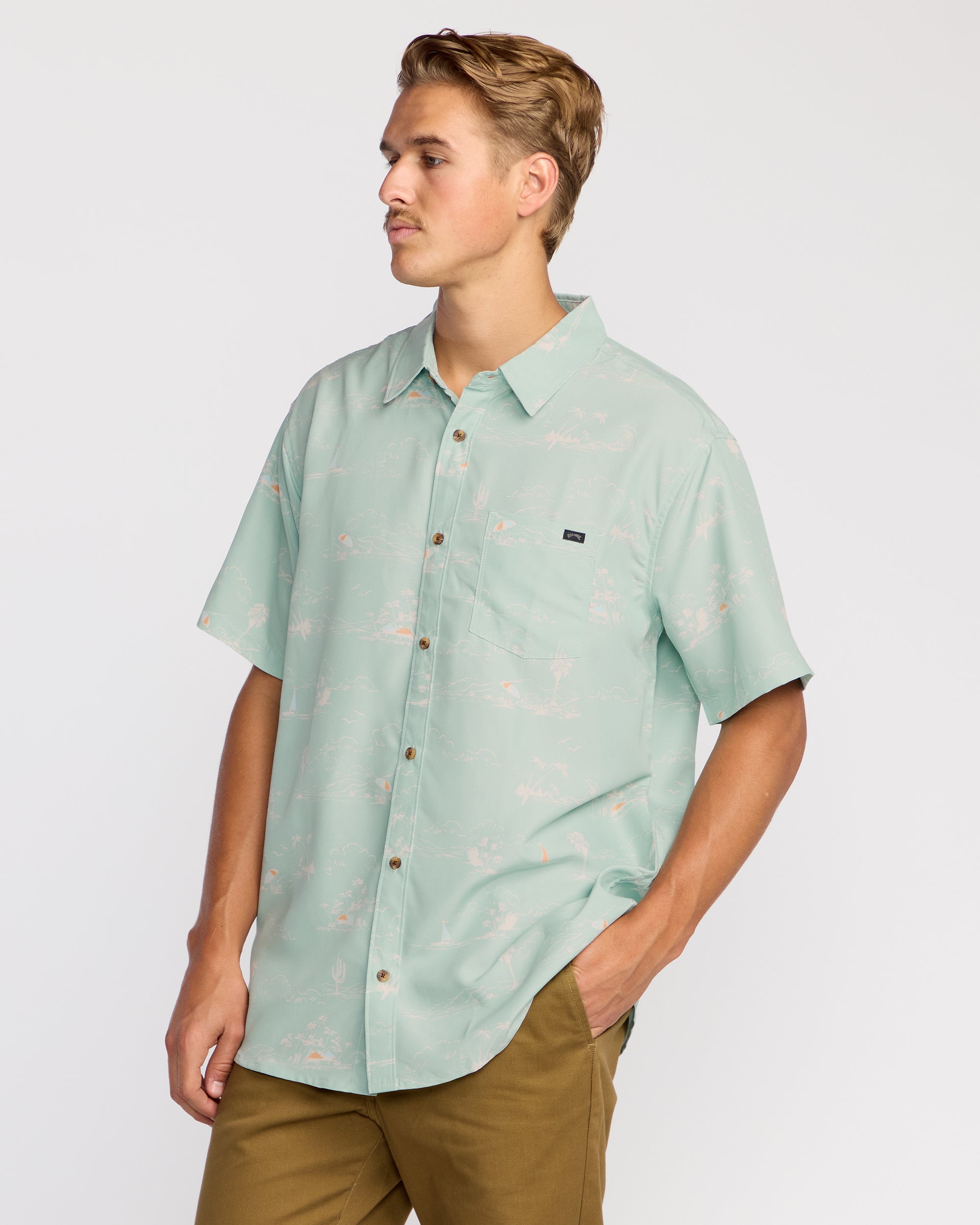 Sundays Lounge Short Sleeve Shirt - Green Ash - Image 3