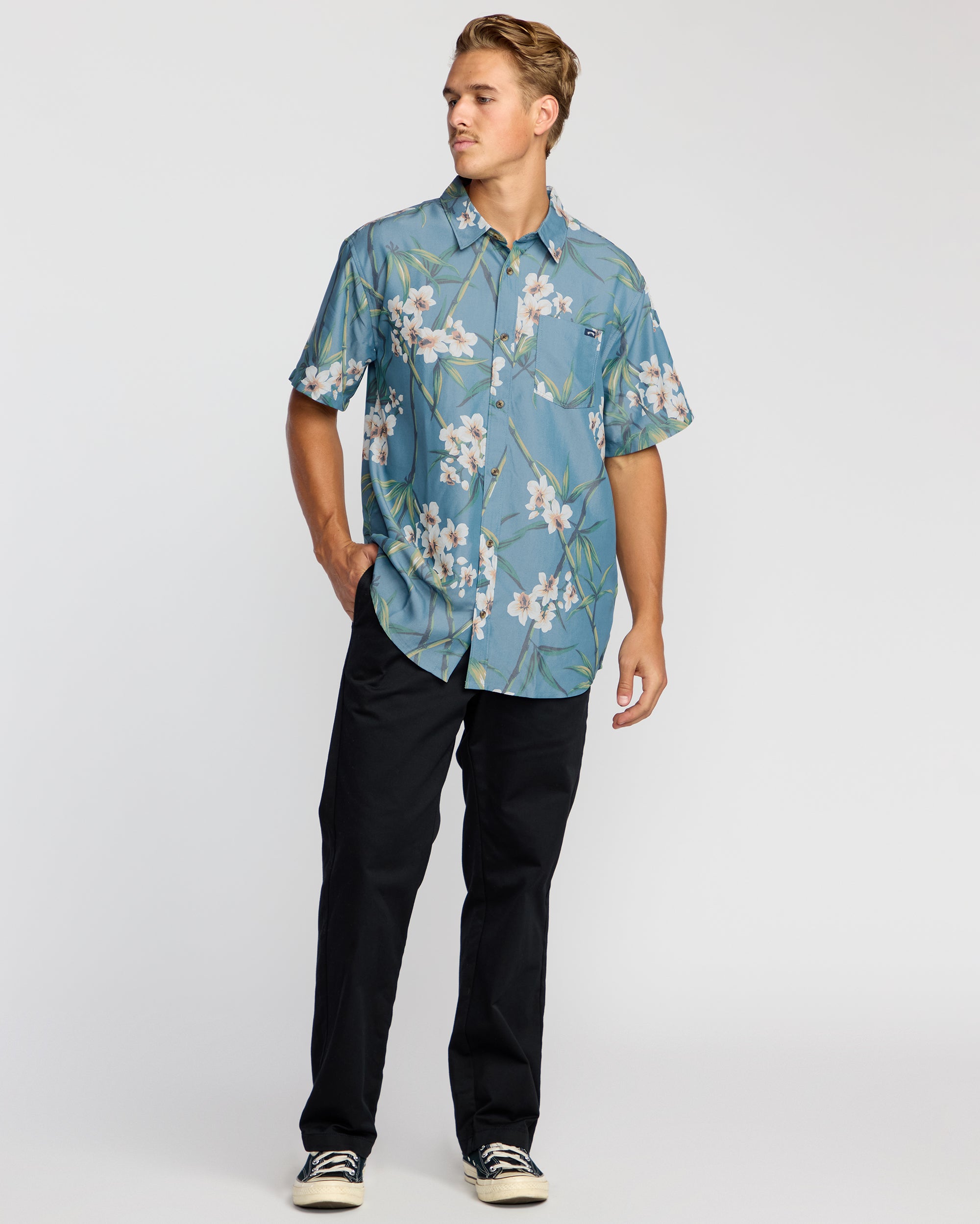 Sundays Lounge Short Sleeve Shirt - Steel Blue - Image 4