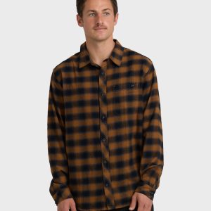 Coastline Long Sleeve Flannel Shirt - Tobacco