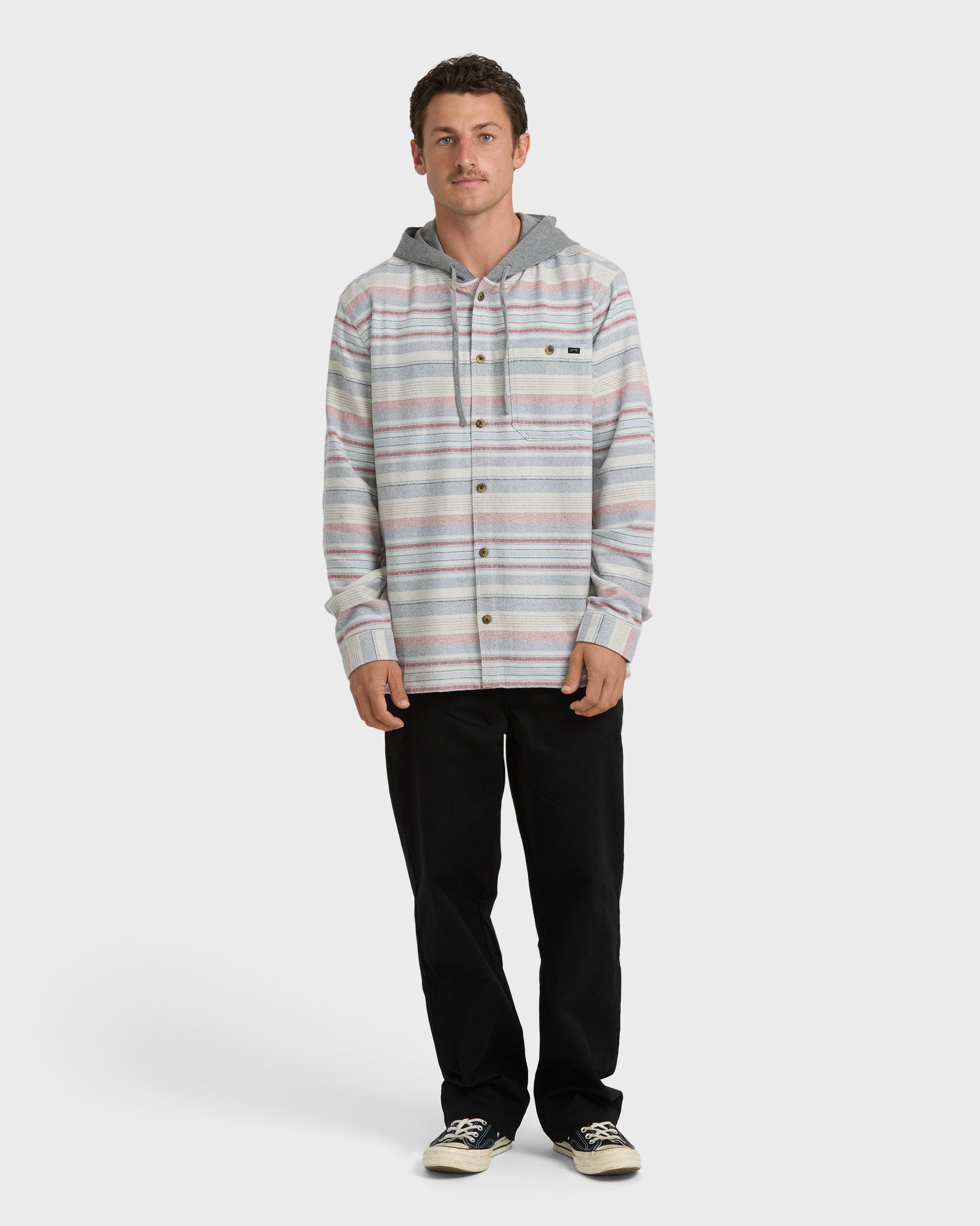 Baja Long Sleeve Flannel Shirt - Off White - Image 3