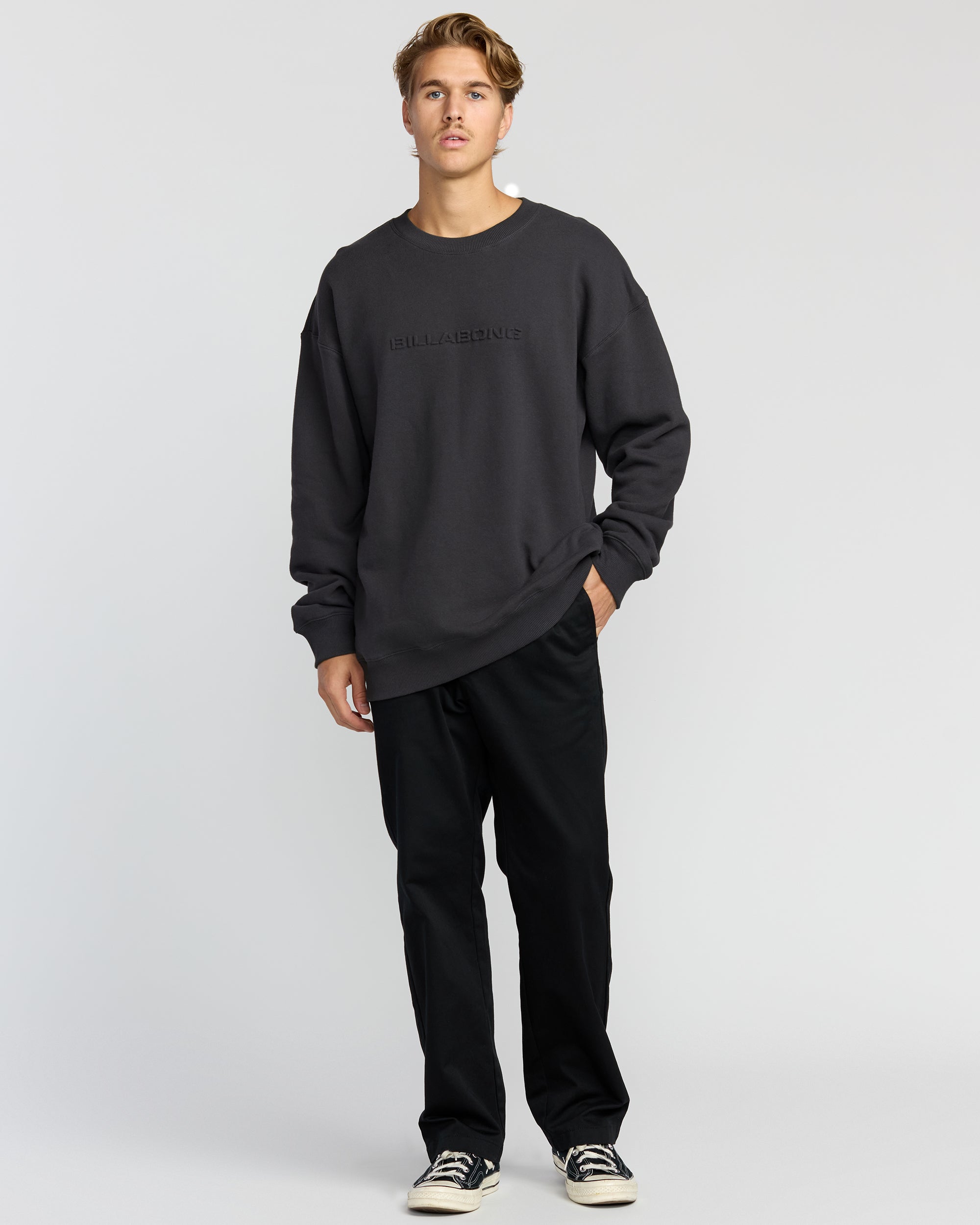 Iconic Emboss Crewneck Sweatshirt - Black - Image 3