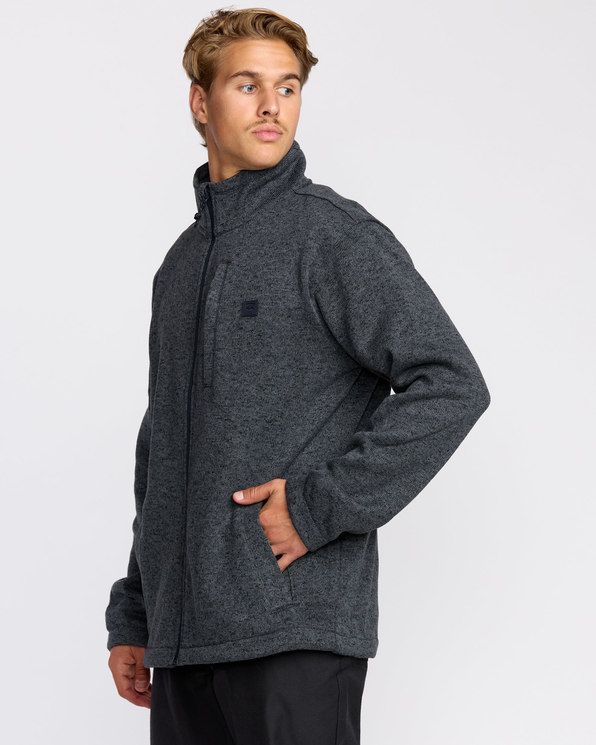 Boundary Mock Neck Zip Sweatshirt - Navy - Image 3