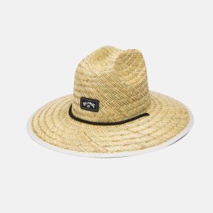 Tides Print Straw Hat - Steel Blue