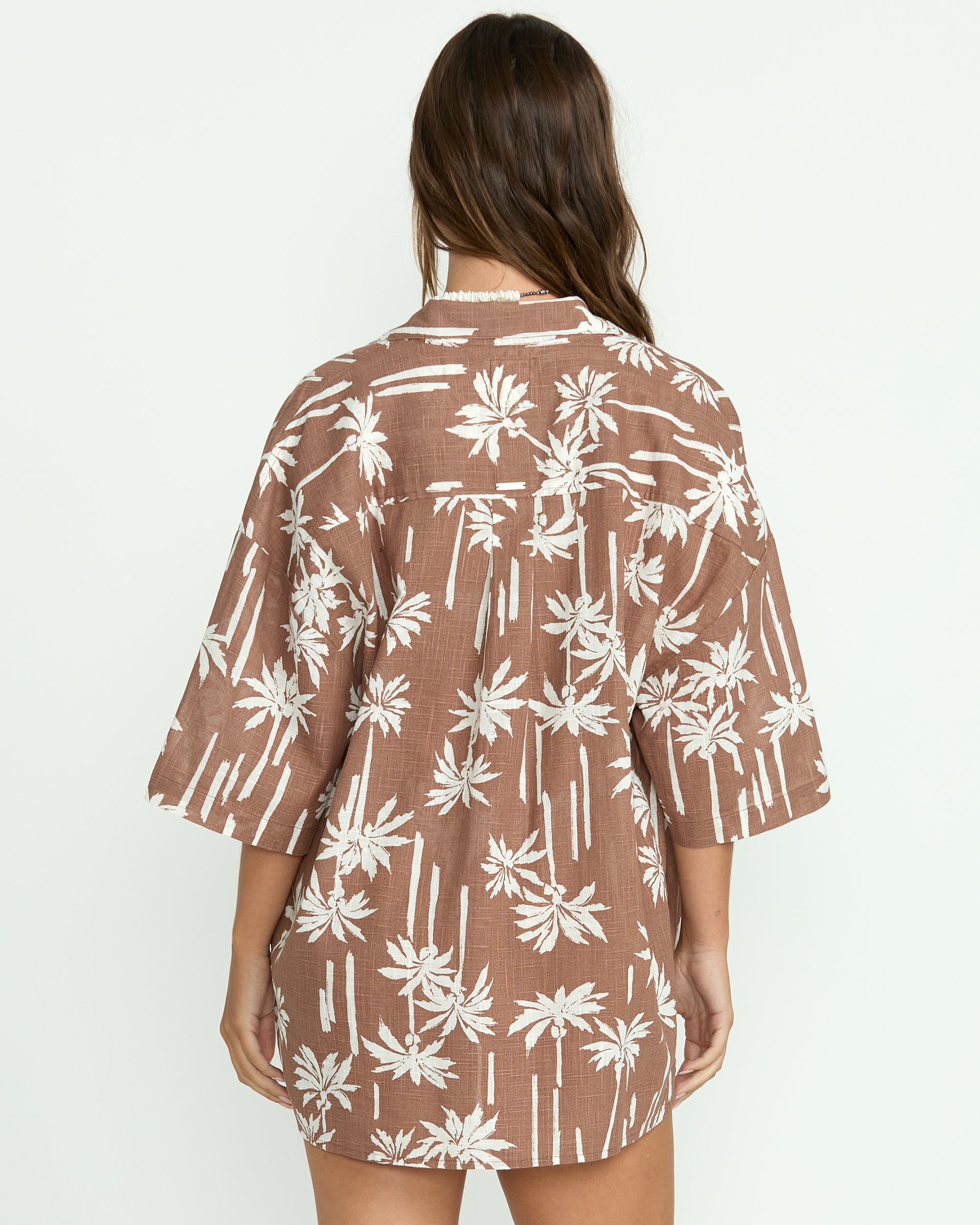 Beach Side Printed Short Sleeve Shirt - Nutmeg - Image 5