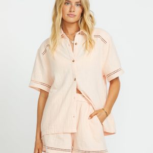 Summers End Short Sleeve Shirt - Soft Peach