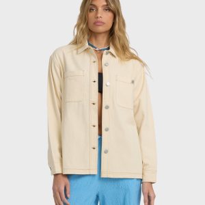 Laura Twill Shacket - Antique White