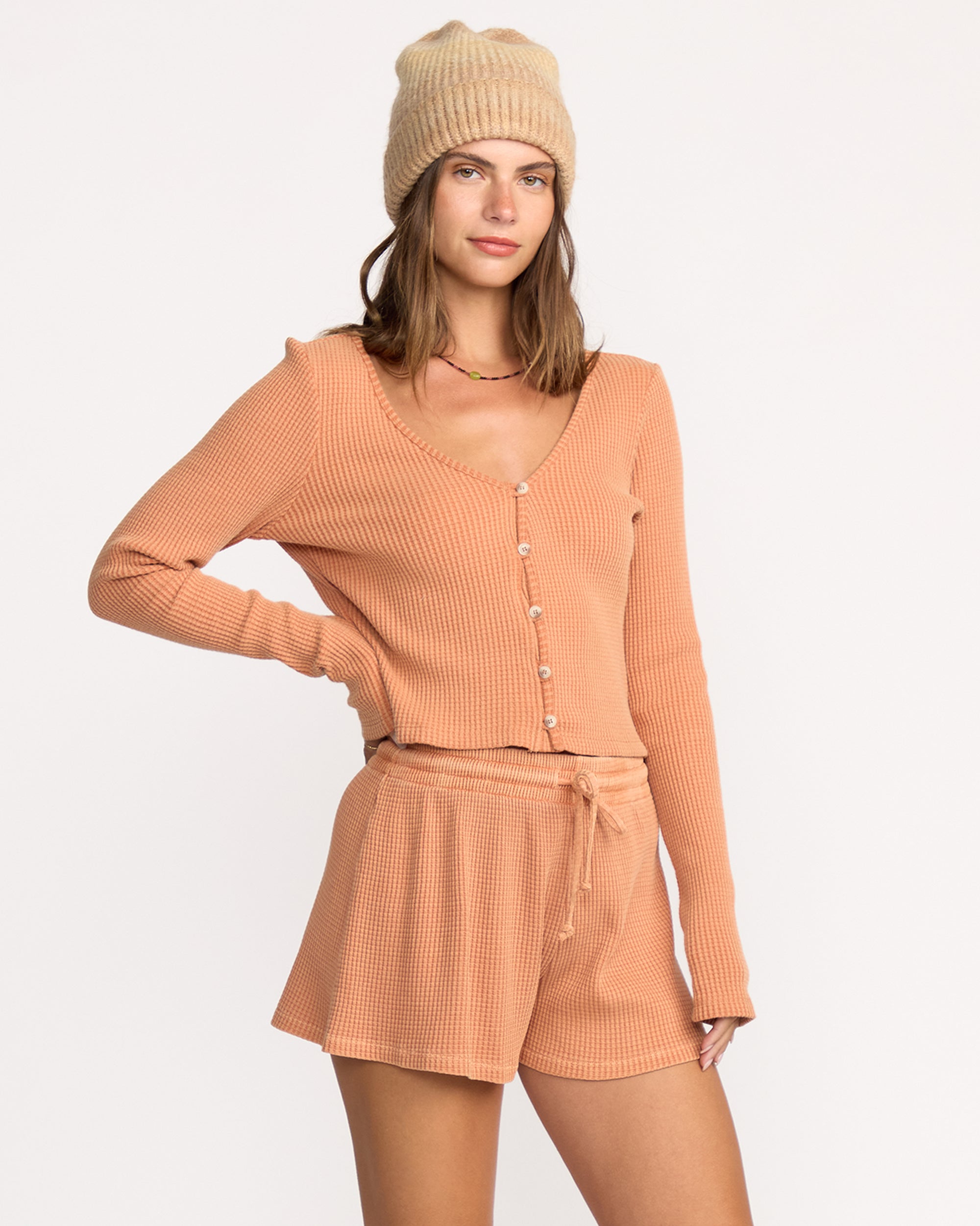 Debbie Vibes Knit Shorts - Sunburnt - Image 4