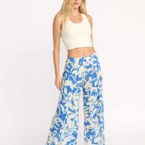 Split Spirit Elastic Waist Pants - True Blue