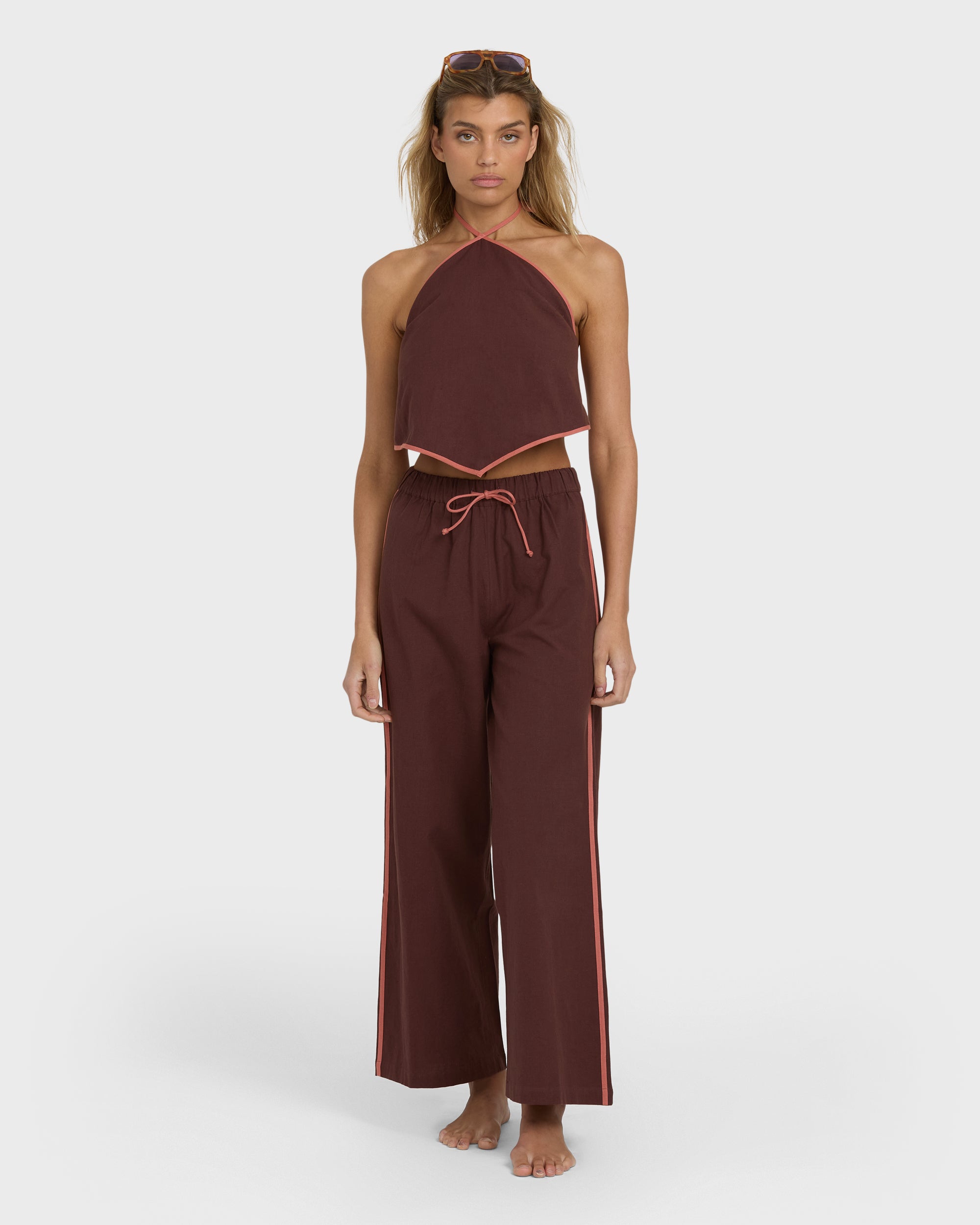 Double Take Elastic Waist Pants - Teak - Image 4