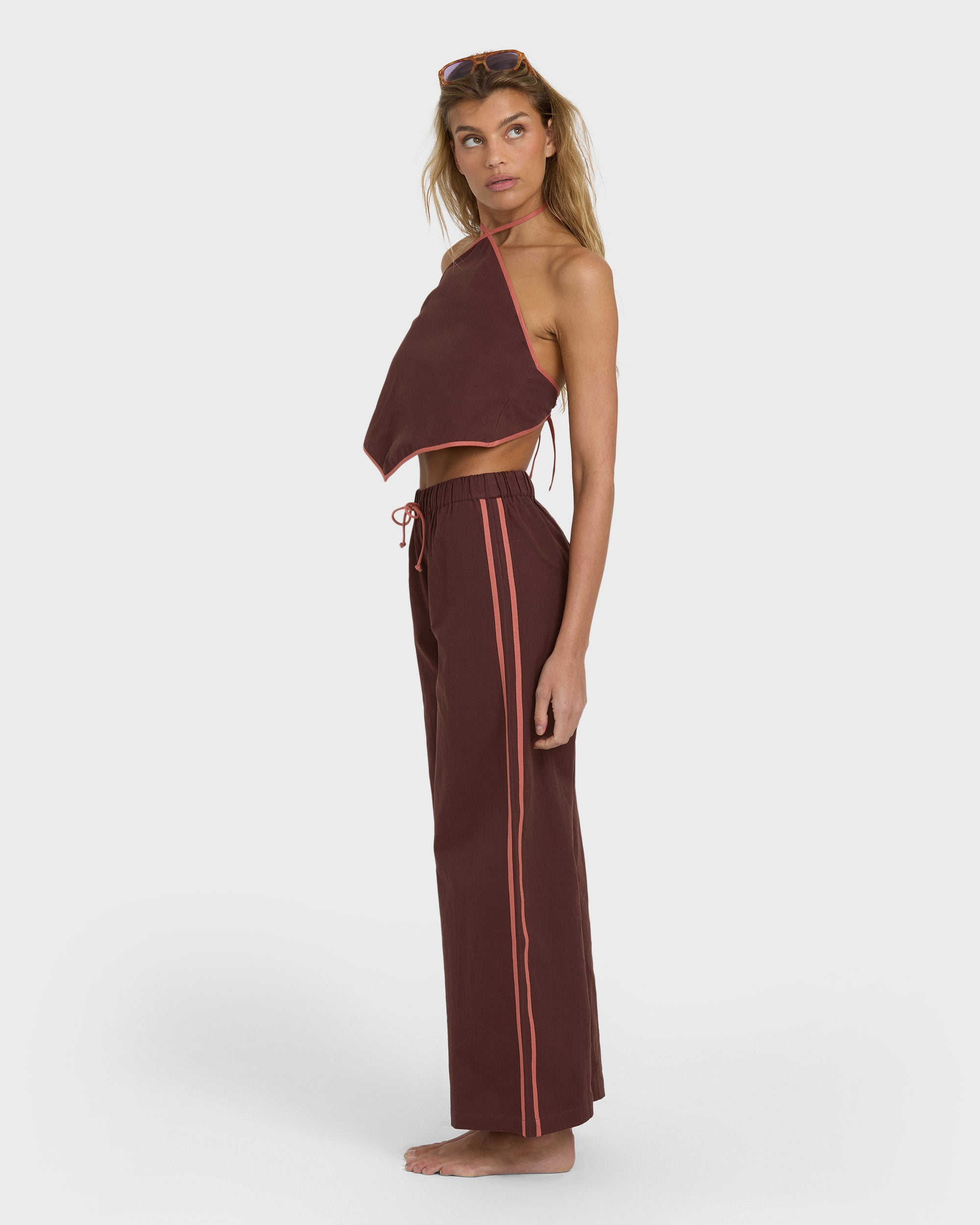 Double Take Elastic Waist Pants - Teak - Image 6
