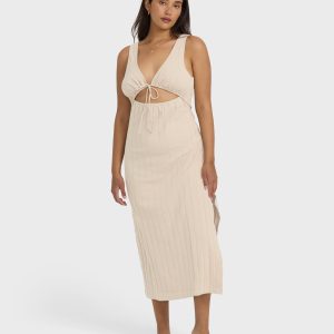 Slides Midi Knit Dress - Cobblestone