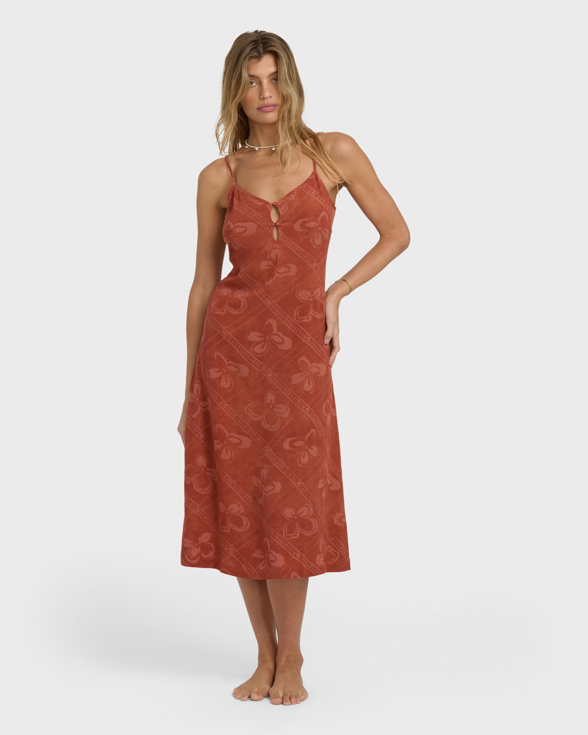 Fresh Daze Midi Dress - Dark Coral