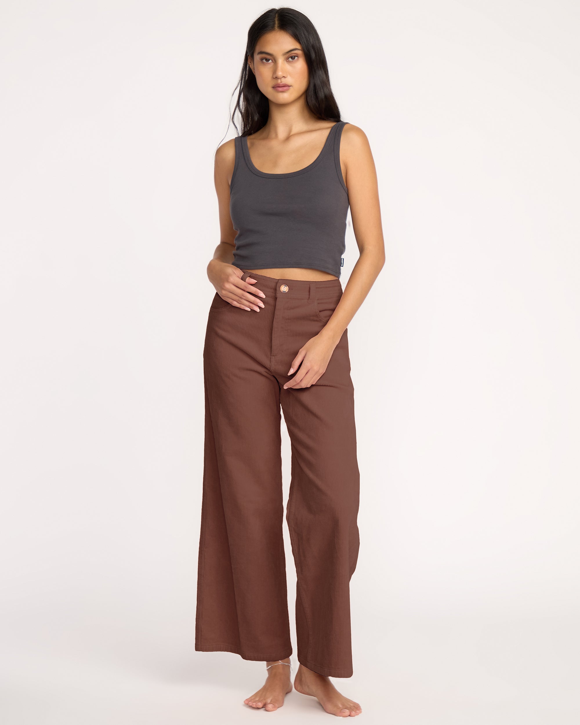 Free Fall High-Waist Cord Pants - Espresso - Image 4