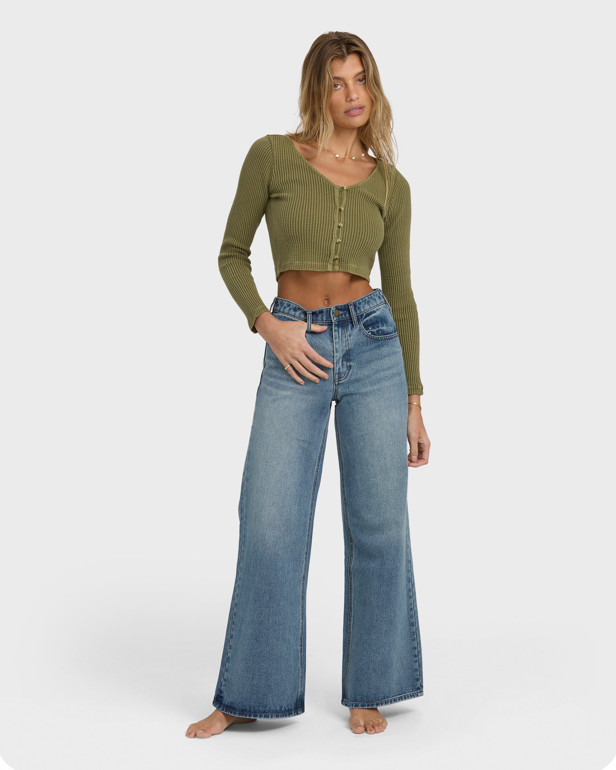 Free Fall High-Waist Denim Pants - Atlantic Deep - Image 3