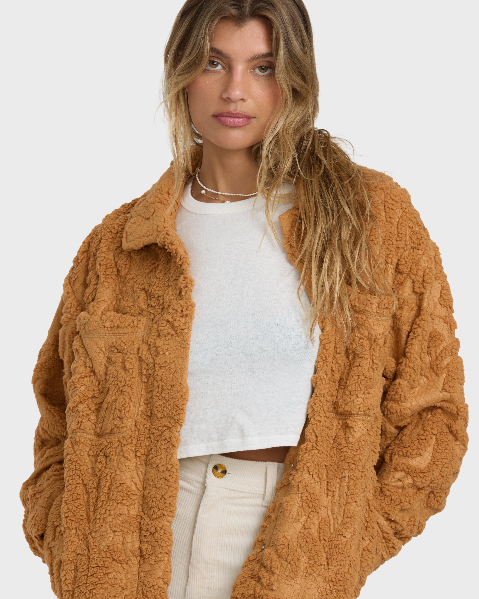 Sundown Sherpa Shacket - Camel - Image 2