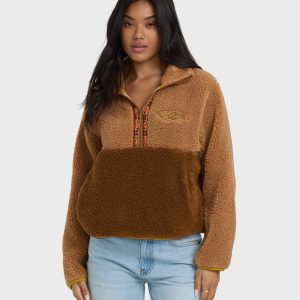 Horizon Mock Neck Half Zip Sweatshirt - Truffle