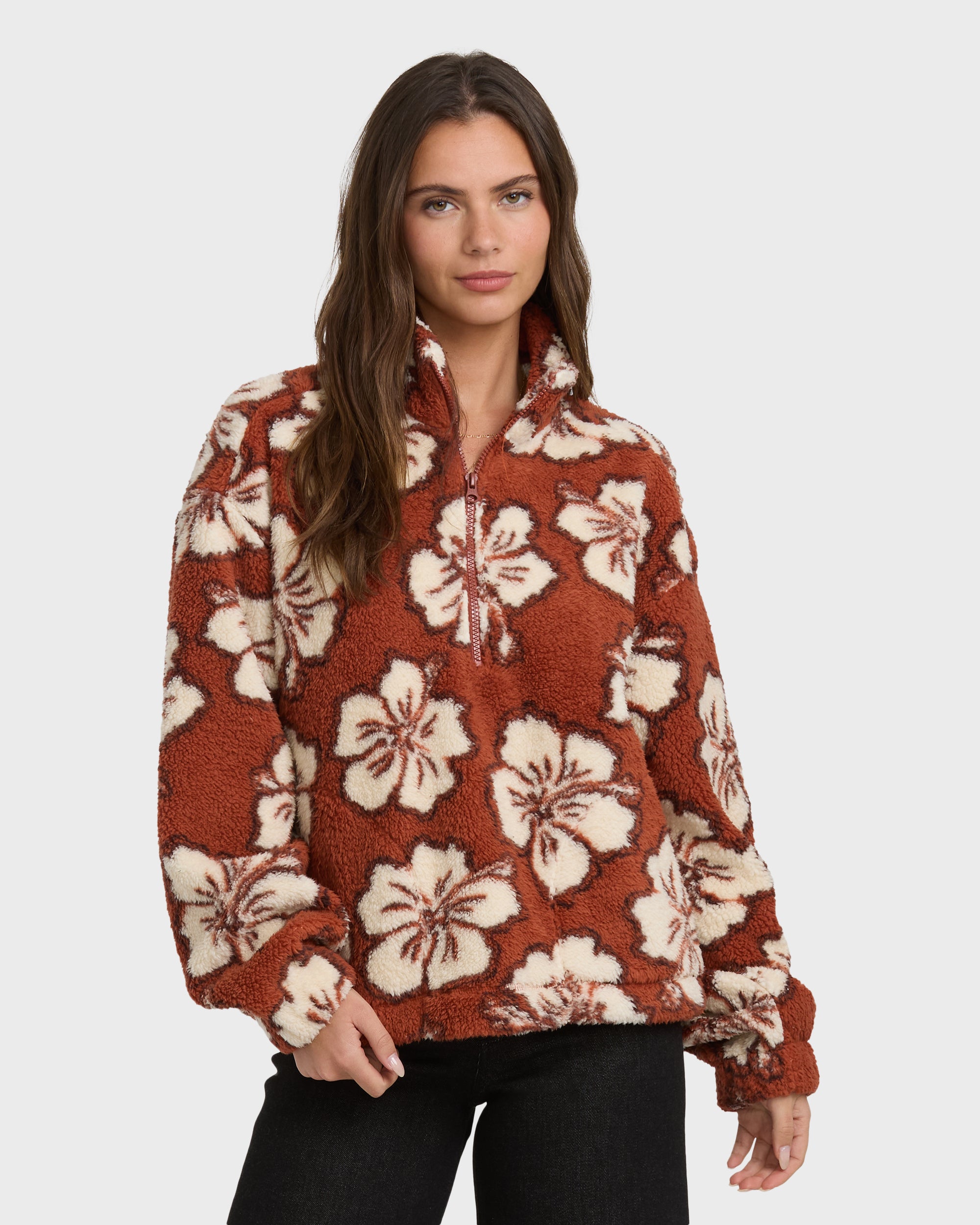 All The Time Sherpa Half Zip Sweatshirt - Sedona