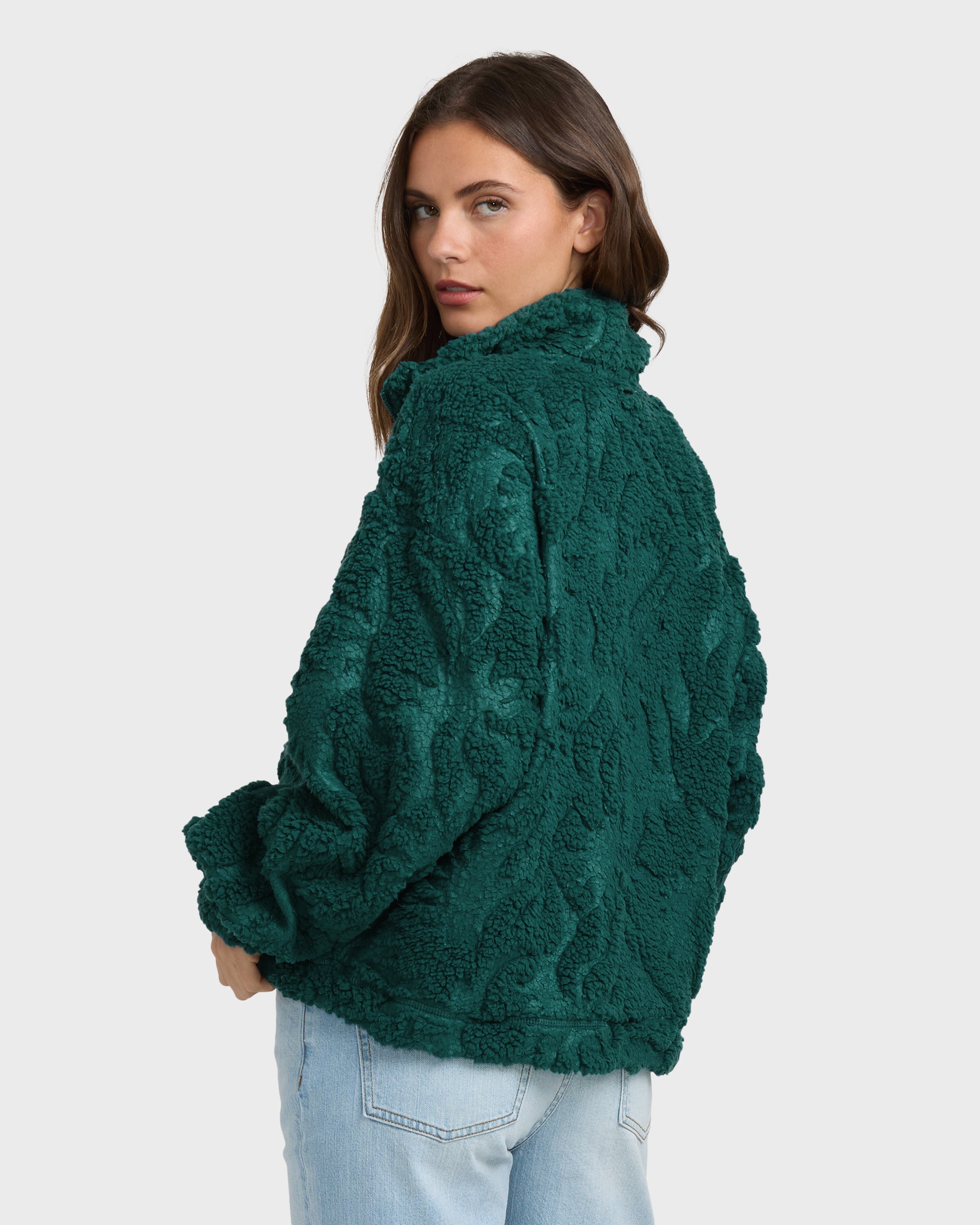 All The Time Sherpa Half Zip Sweatshirt - Spruce Green - Image 5