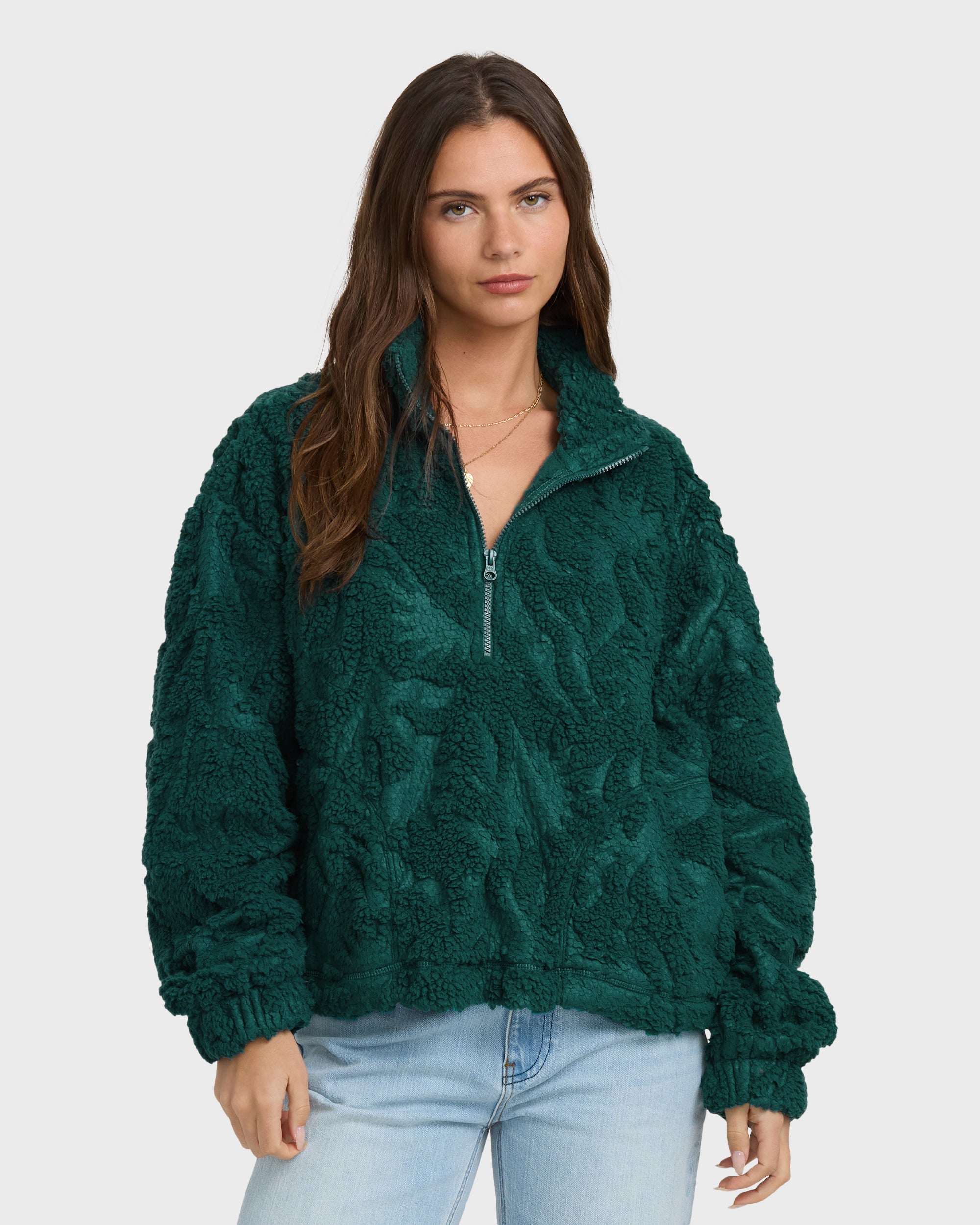All The Time Sherpa Half Zip Sweatshirt - Spruce Green - Image 4