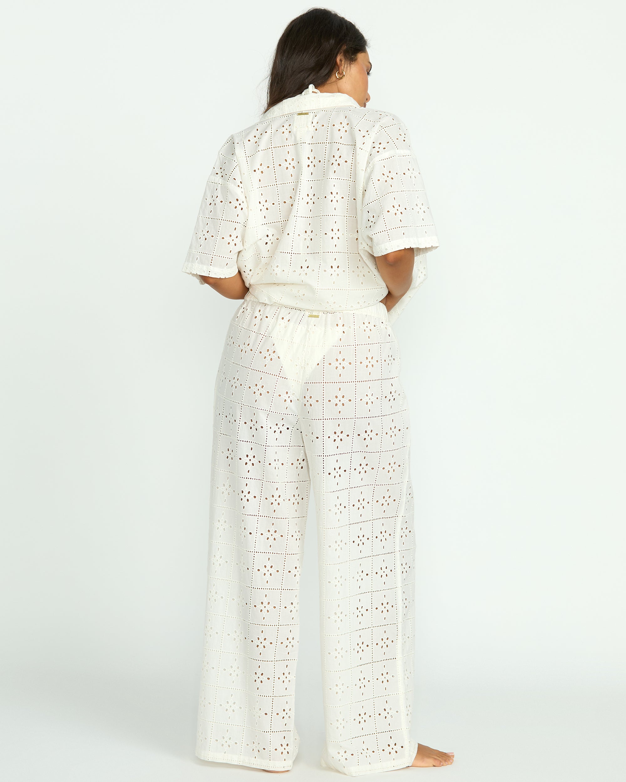 Eyelet Crush Beach Coverup Pants - Salt Crystal - Image 3