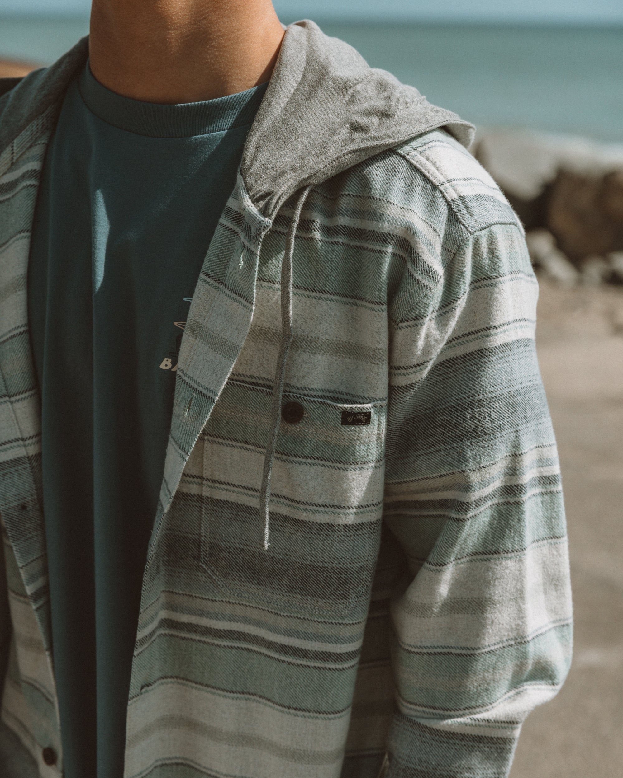 Baja Long Sleeve Flannel Shirt - Oatmeal - Image 2