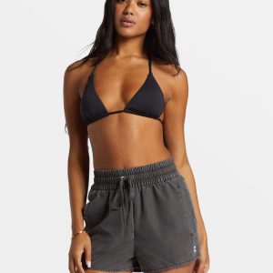 Sol Searcher New Elastic Waist Swim Shorts - Black Pebble