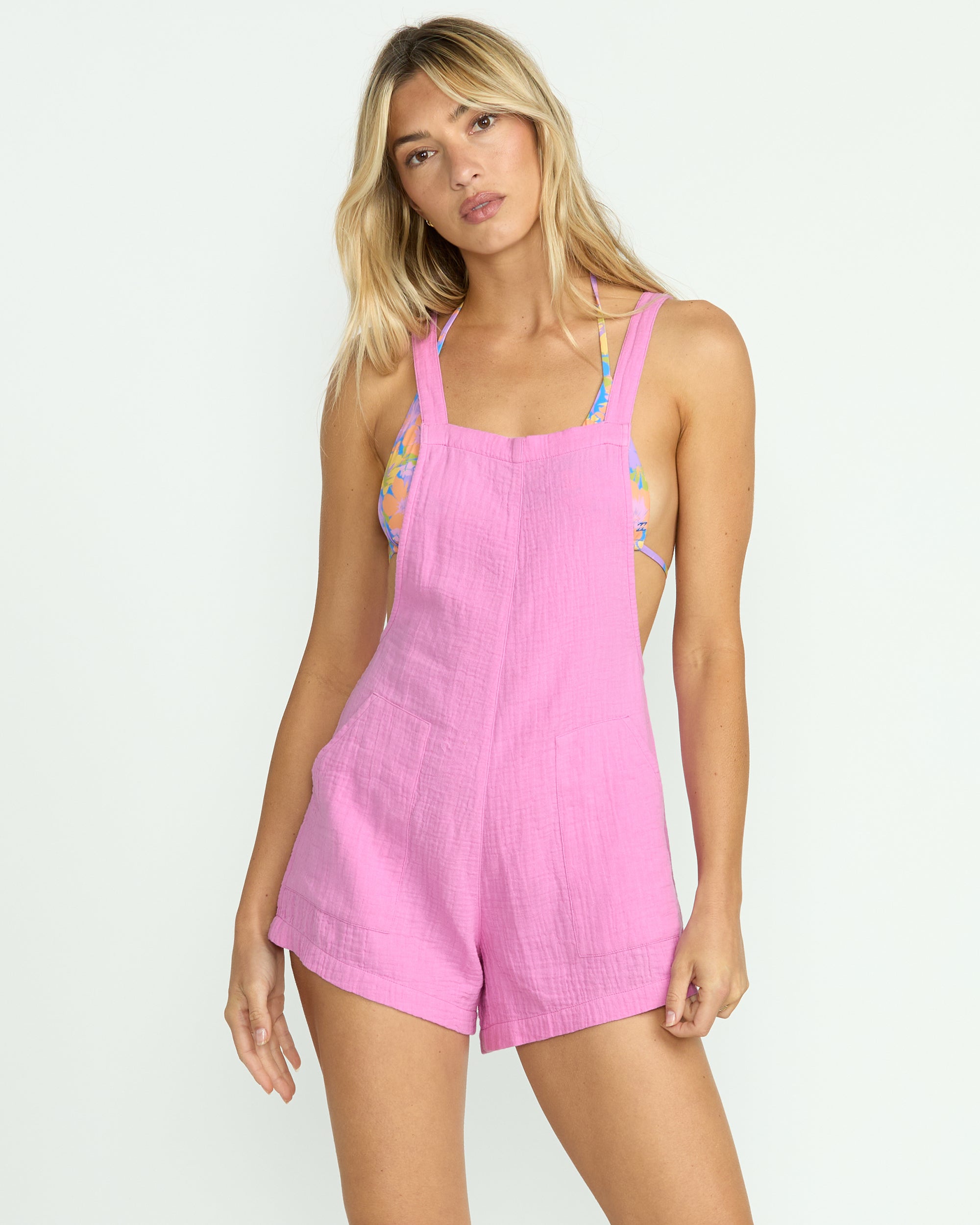 Beach Crush Romper - Bright Rose