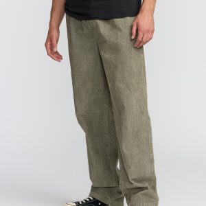 Larry Elastic Waist Corduroy Pants - Green Ash