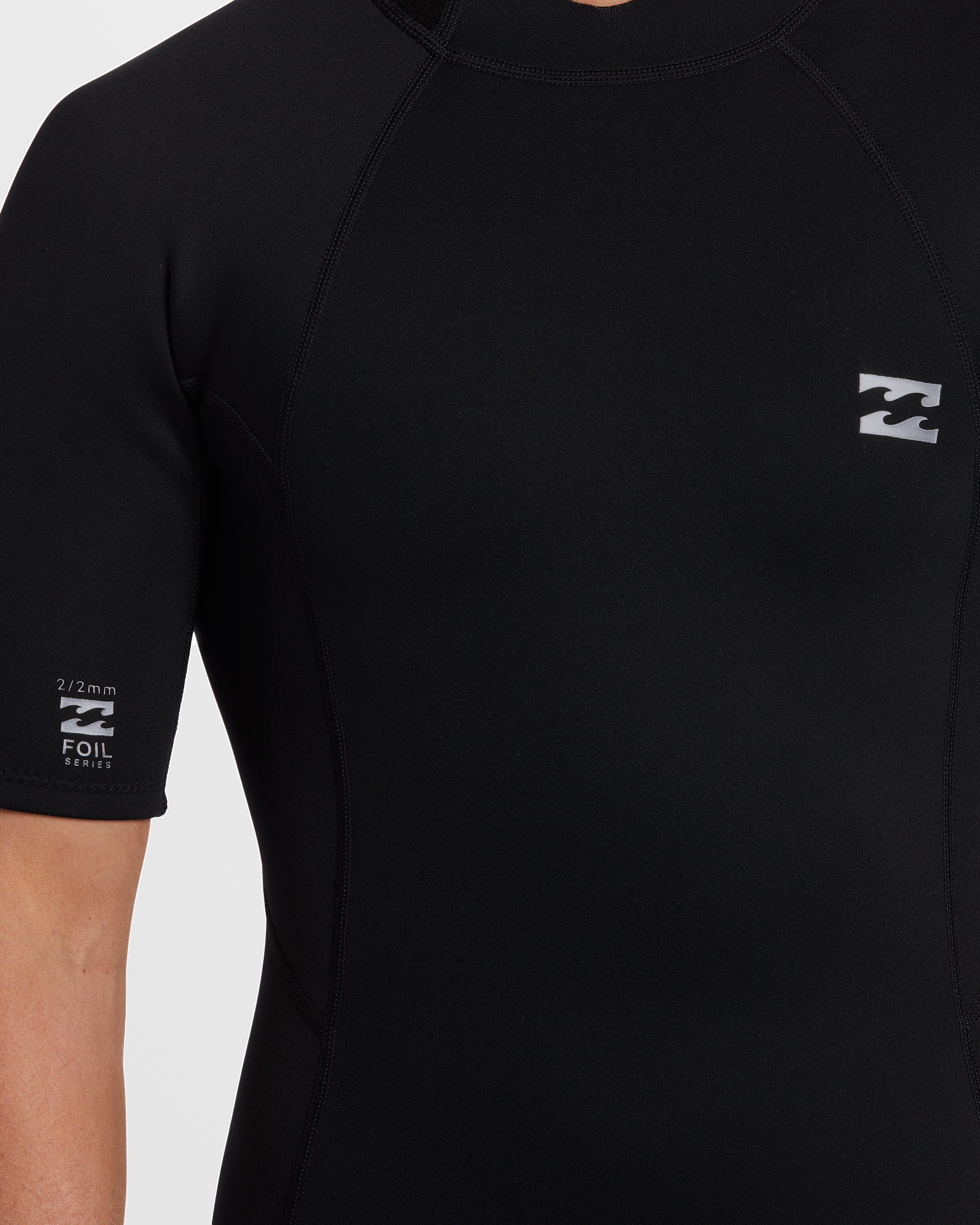 2mm Foil Flatlock Back Zip Short Sleeve Springsuit - Black - Image 6