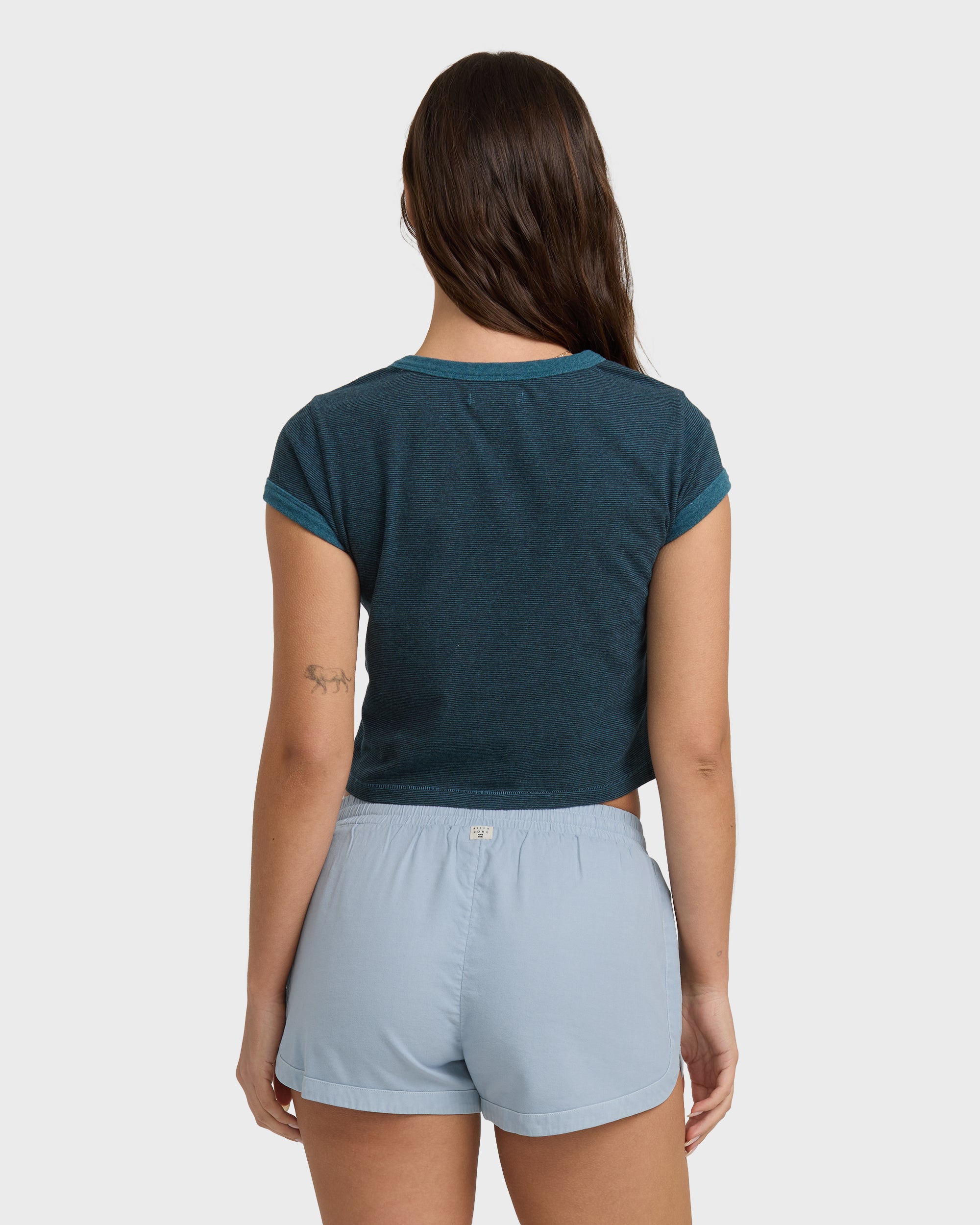 Road Trippin Elastic Waist Shorts - Washed Chambray - Image 5