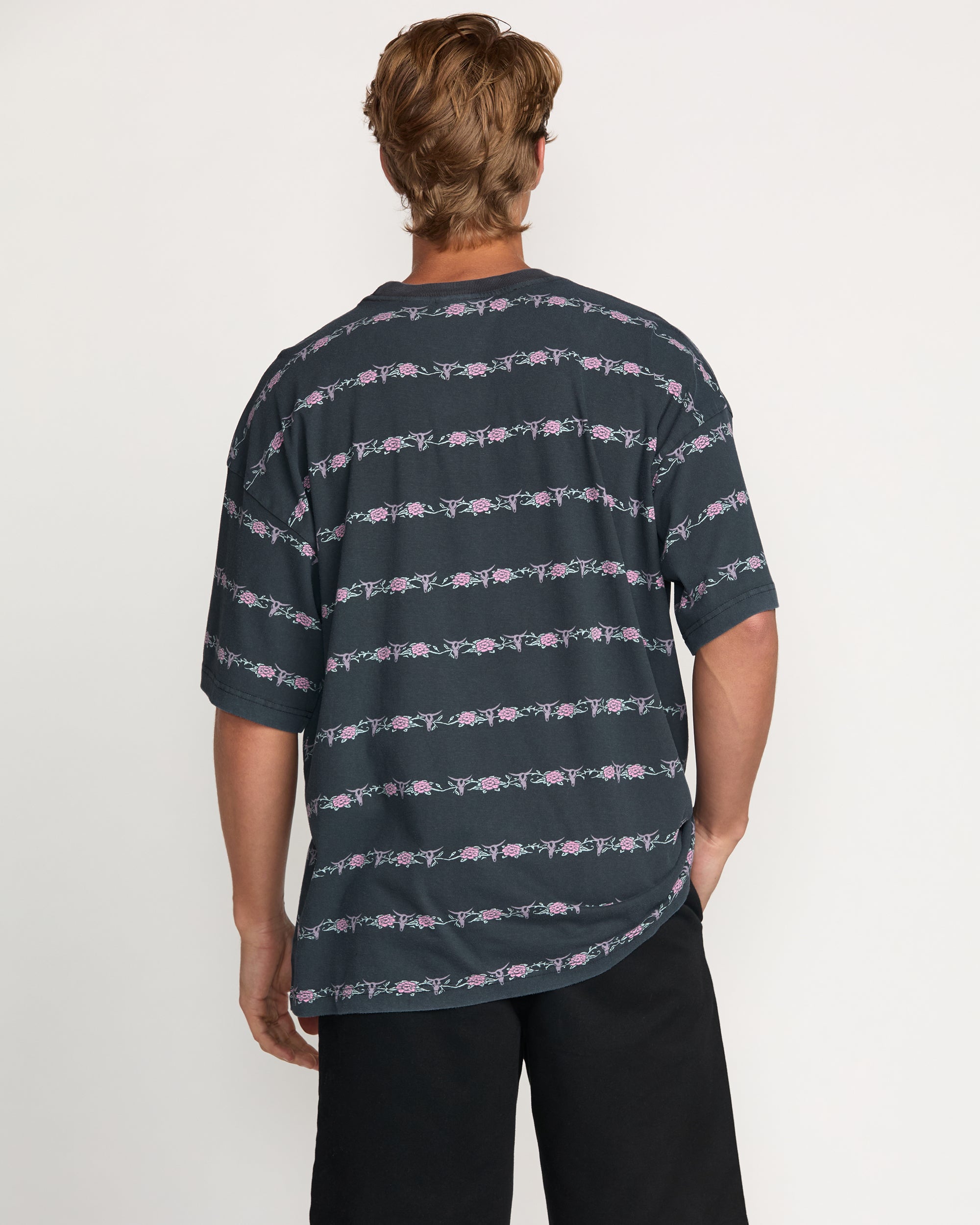 Raging Bull Stripe Tee - Washed Black - Image 5