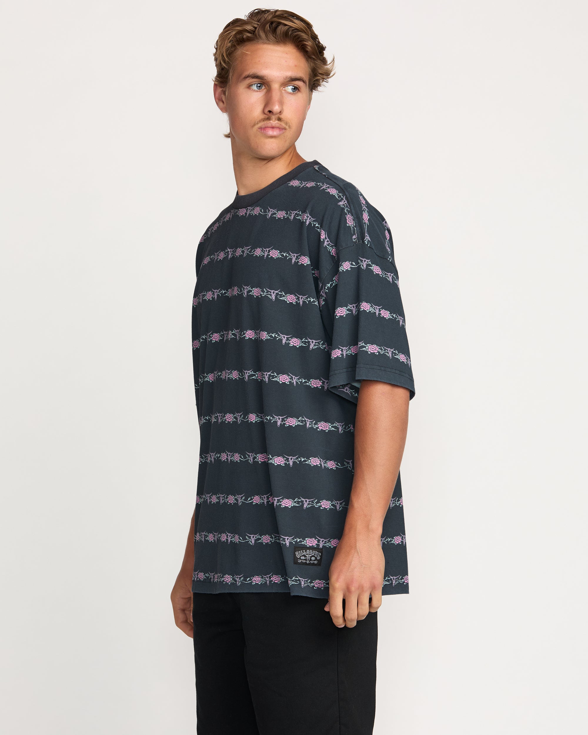 Raging Bull Stripe Tee - Washed Black - Image 4