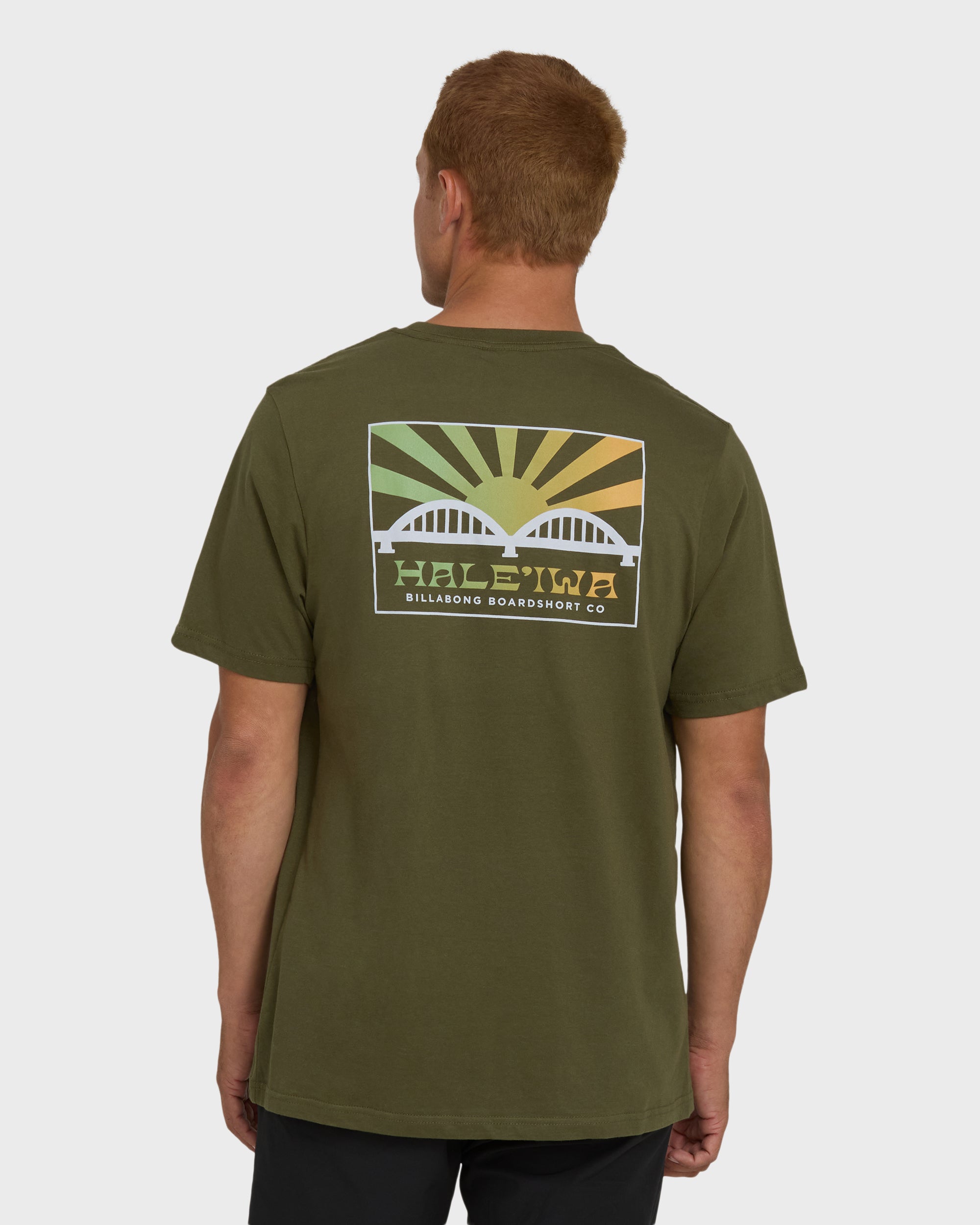 Haleiwa Rising Sun Short Sleeve T-Shirt - Army Green - Image 2
