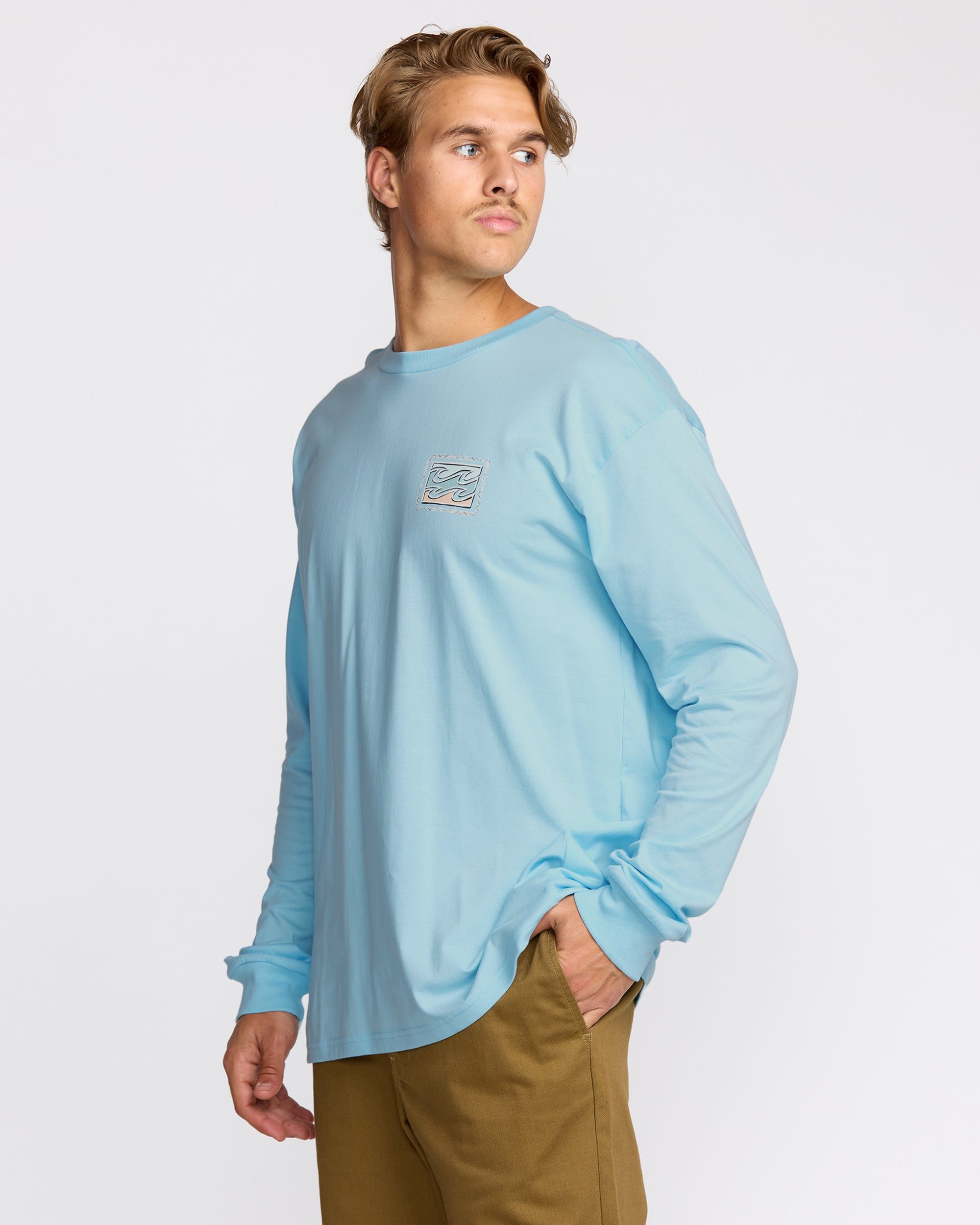 Crayon Wave Regular Long Sleeve T-Shirt - Coastal Blue - Image 3