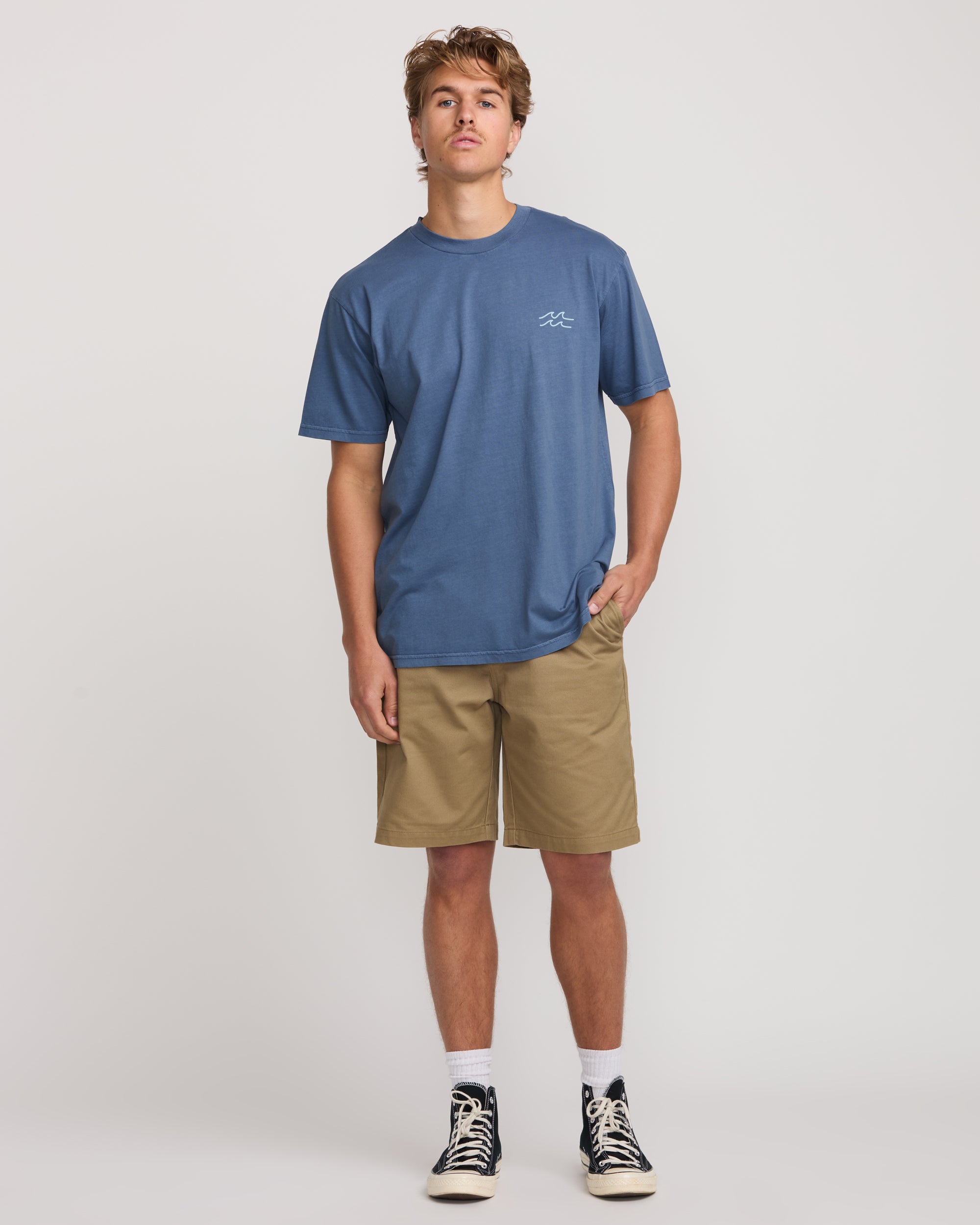Palms In The Sun Premium Wave Wash Tee - Slate Blue - Image 3