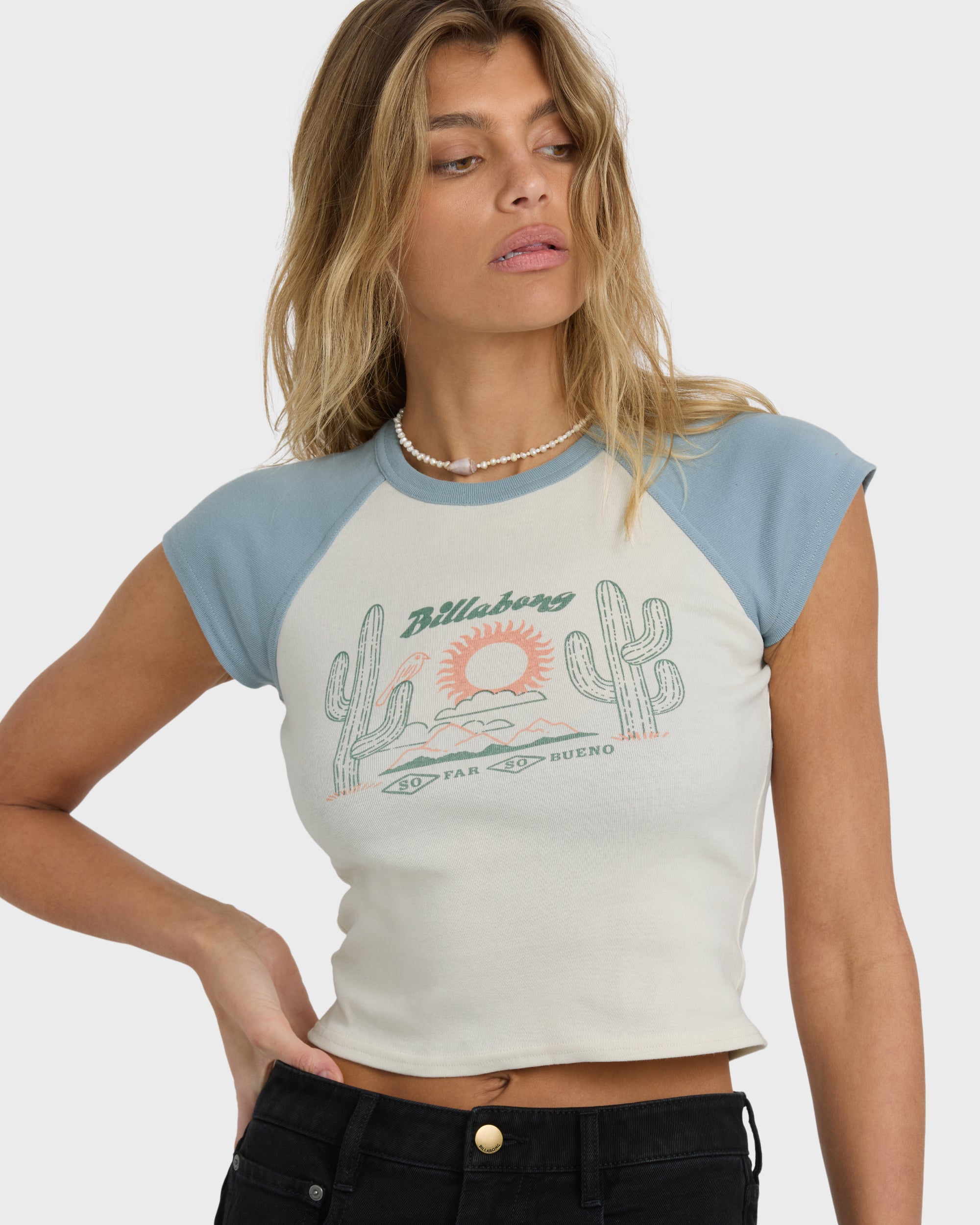 Forever Had Short Sleeve Raglan Tee - Mineral Blue - Image 3