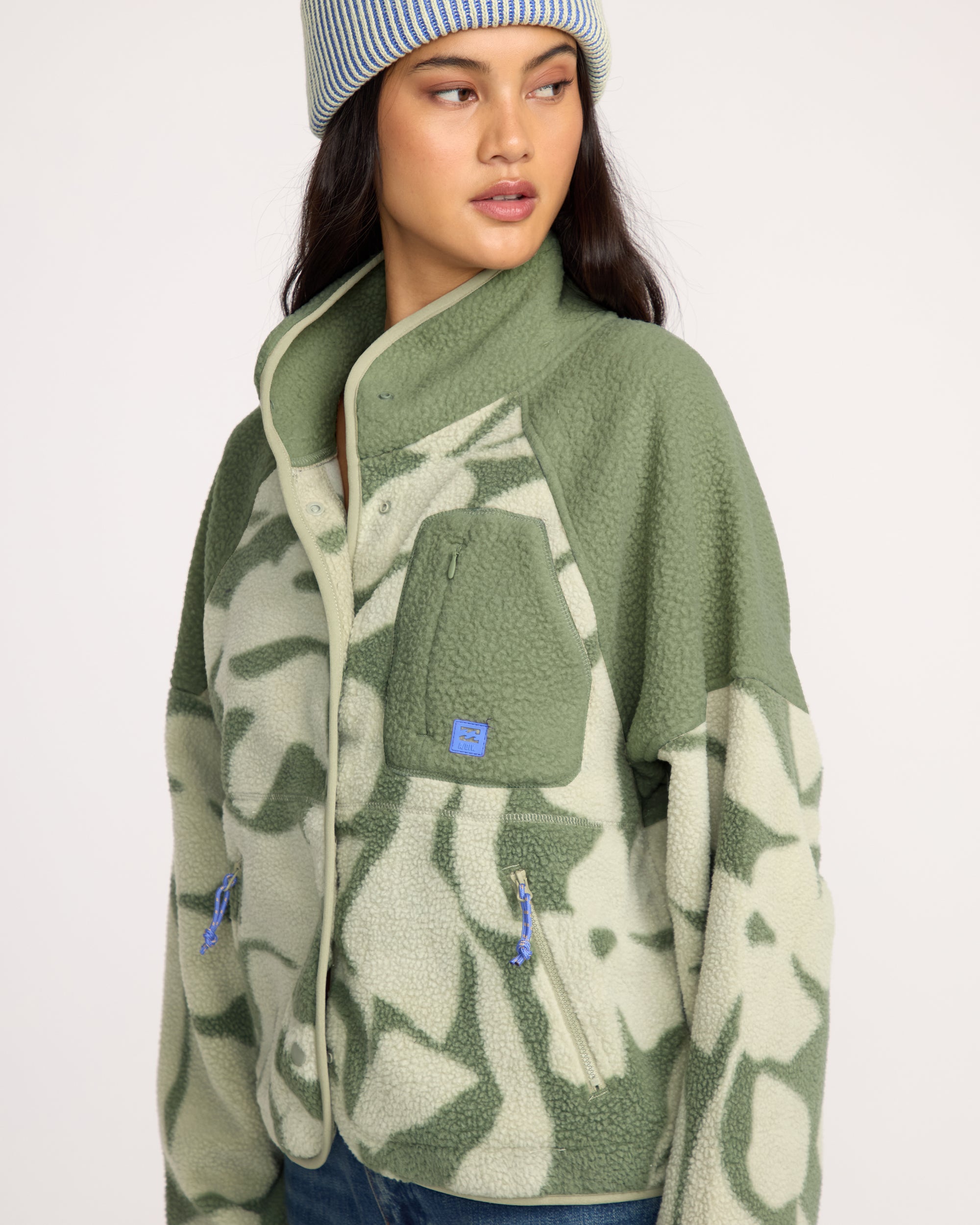 A/Div Popoyo Snap Up Sherpa Fleece Jacket - Seagrass - Image 5
