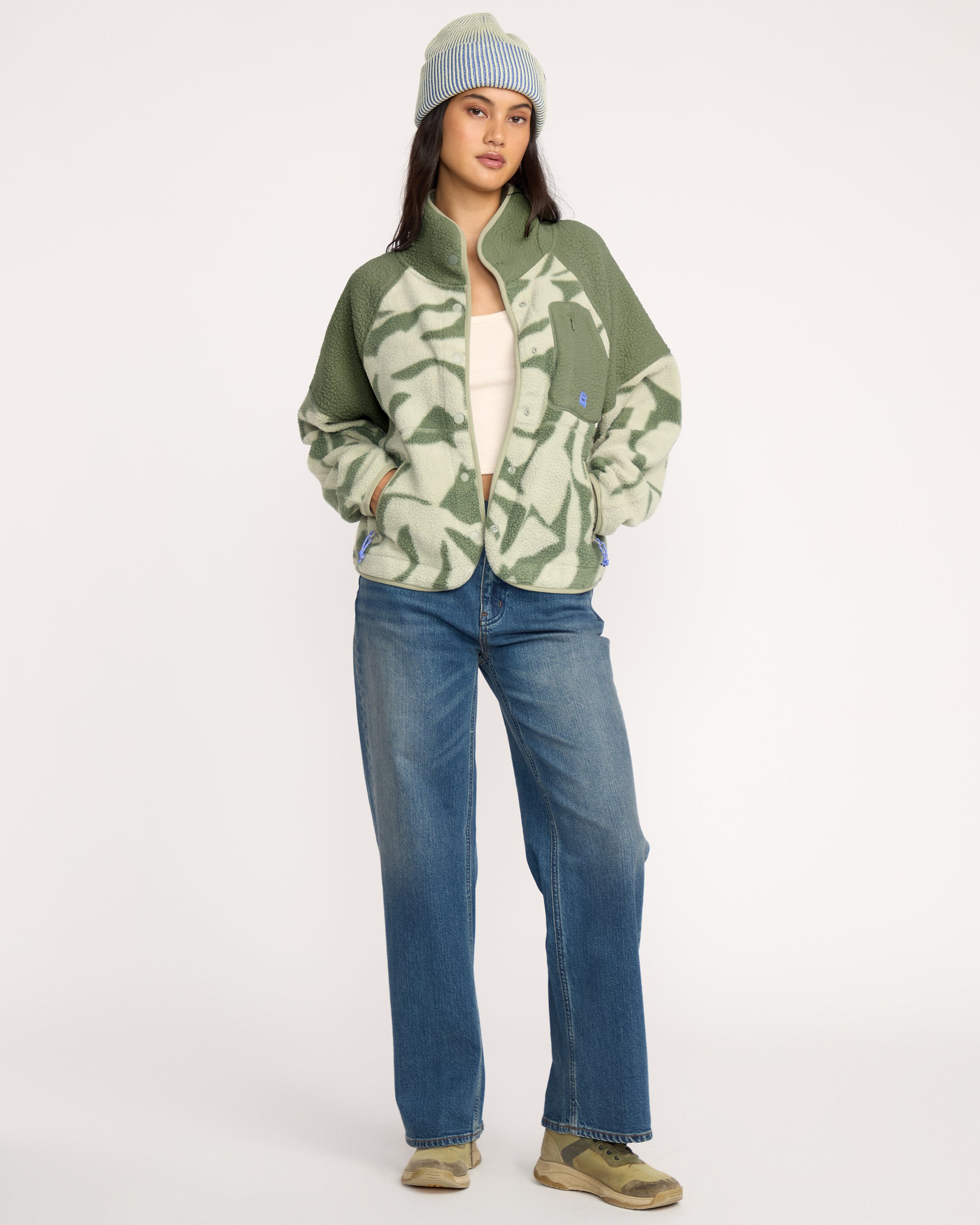 A/Div Popoyo Snap Up Sherpa Fleece Jacket - Seagrass - Image 4
