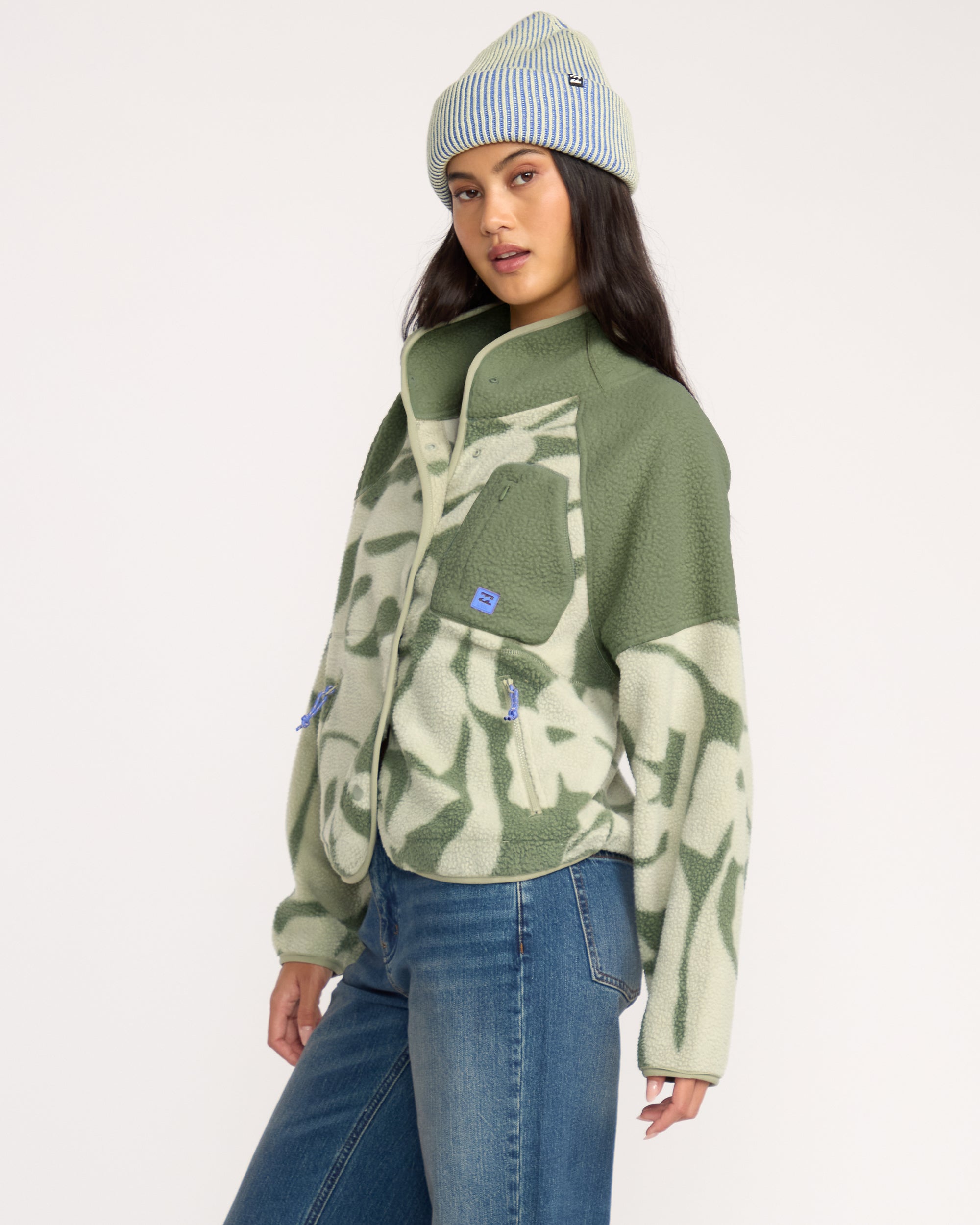 A/Div Popoyo Snap Up Sherpa Fleece Jacket - Seagrass - Image 3